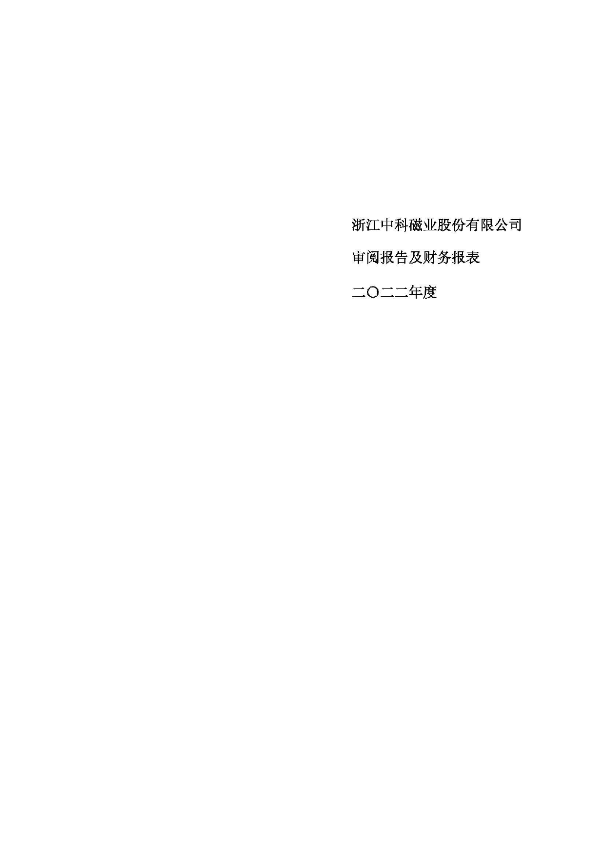 中科磁业：公司财务报表及审阅报告（2022年1月-12月）_第1页