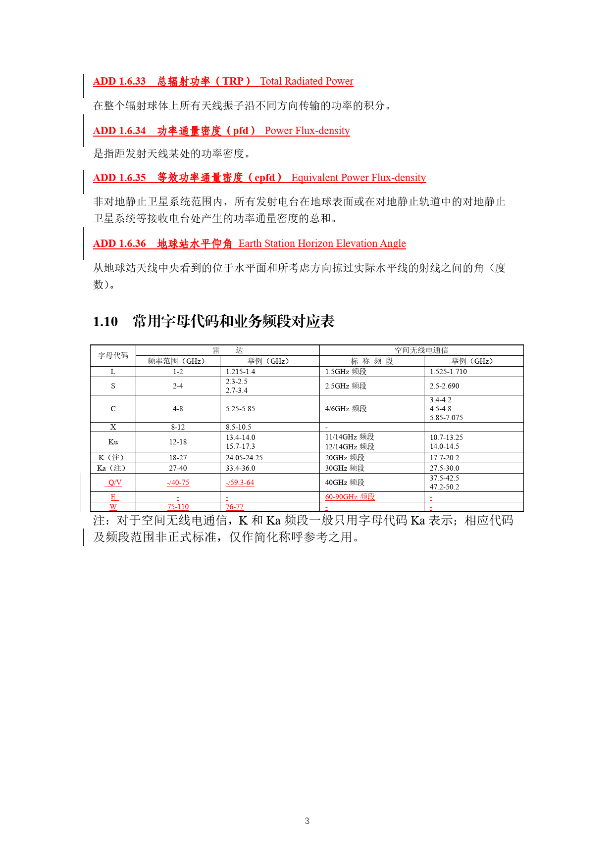 《中华人民共和国无线电频率划分规定》修订征求意见稿（仅修订部分内容）_第3页