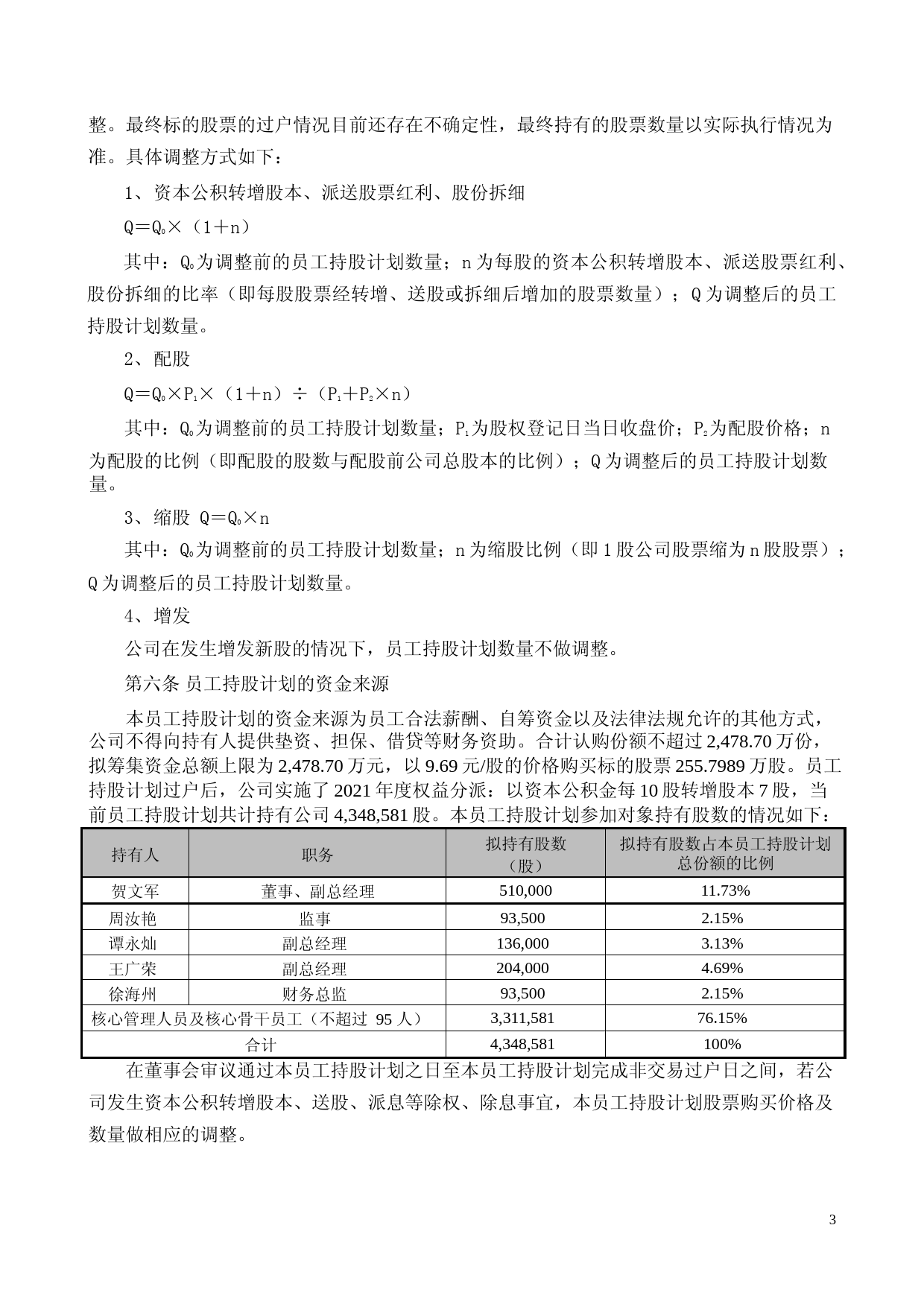江龙船艇：江龙船艇科技股份有限公司2022年员工持股计划管理办法（修订稿）_第3页