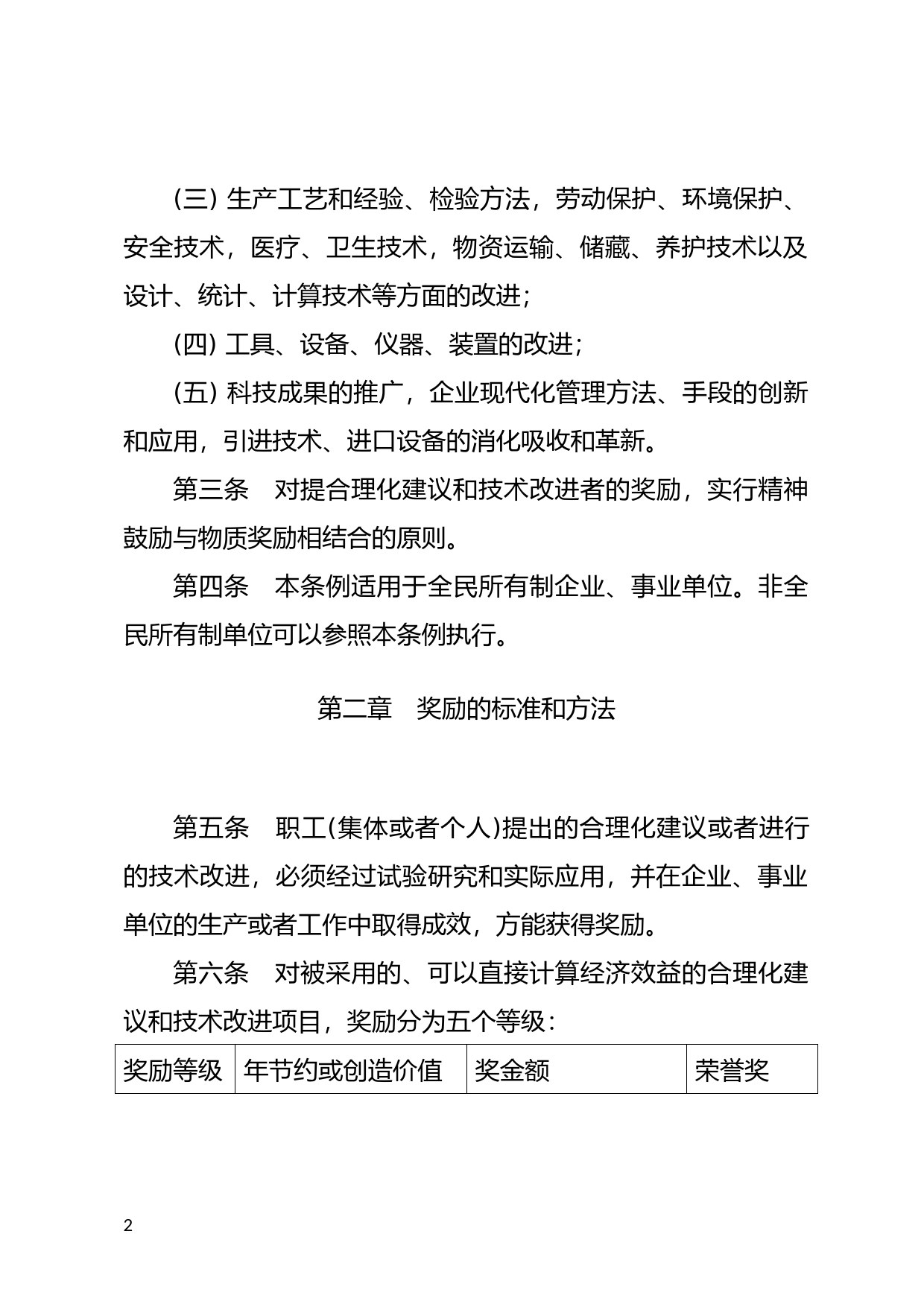 [国家法规] 合理化建议和技术改进奖励条例_第2页