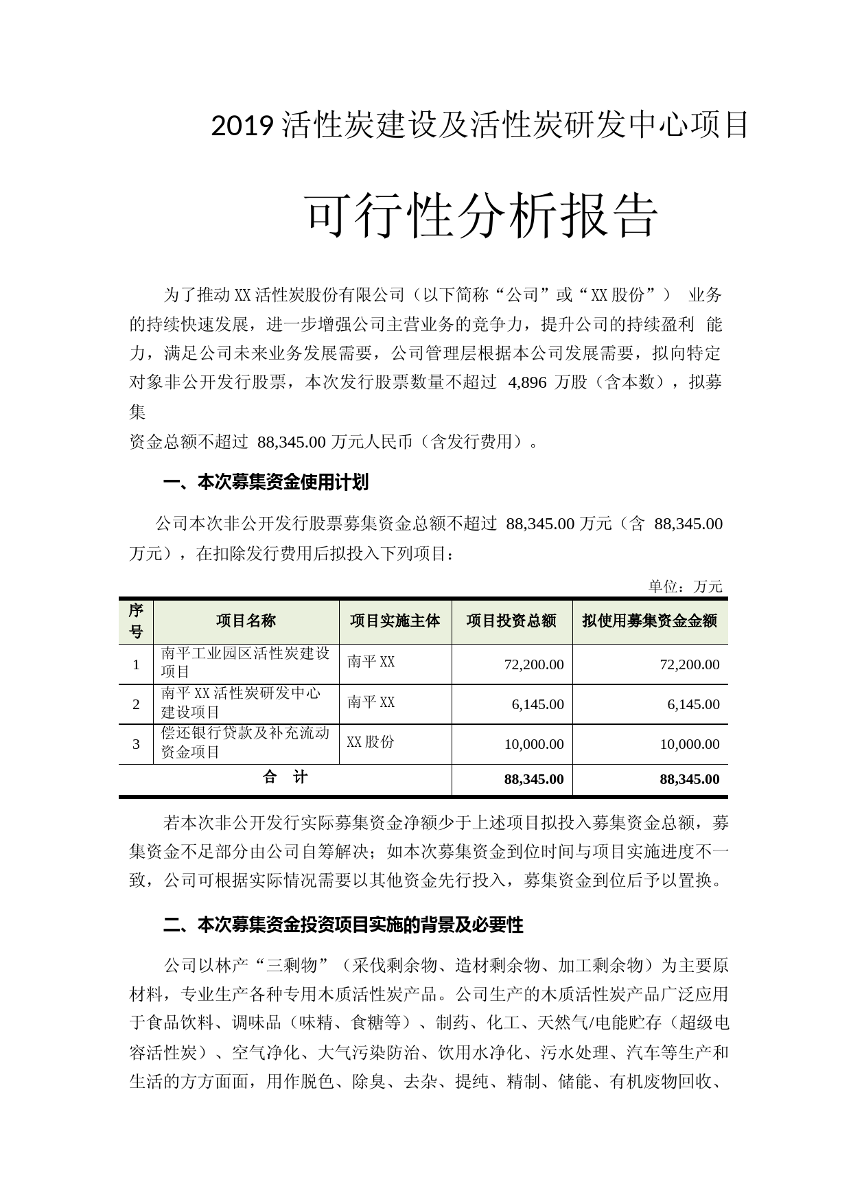 2019活性炭建设及活性炭研发中心项目可行性分析报告_第1页