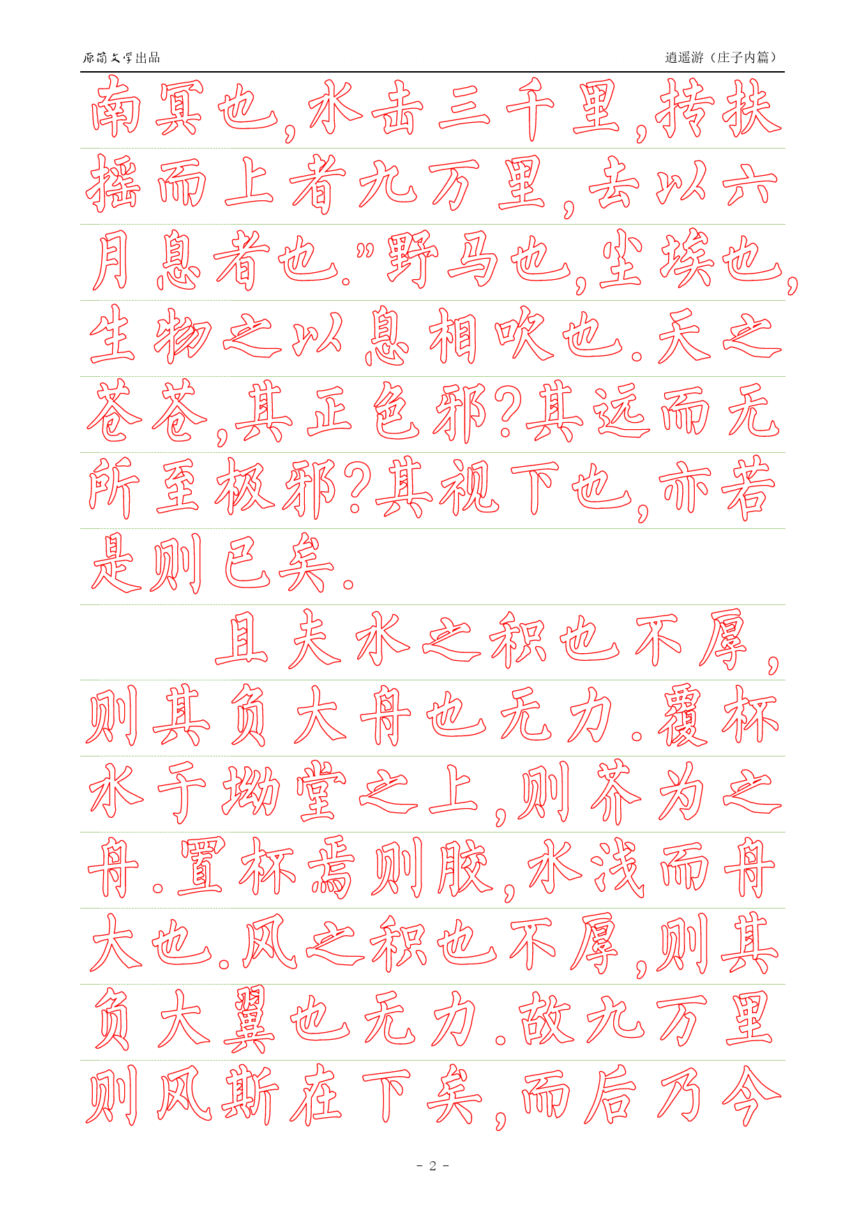 《庄子内篇·逍遥游》【柳公权简体描红空心字帖】_第2页