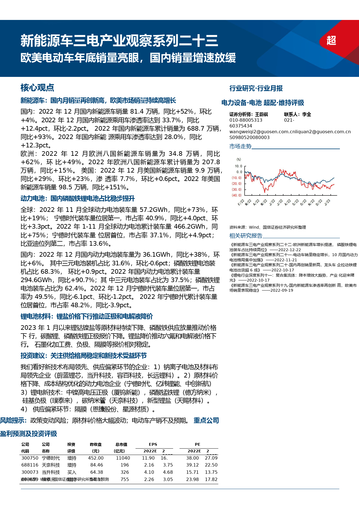 新能源车三电产业：欧美电动车年底销量亮眼，国内销量增速放缓
