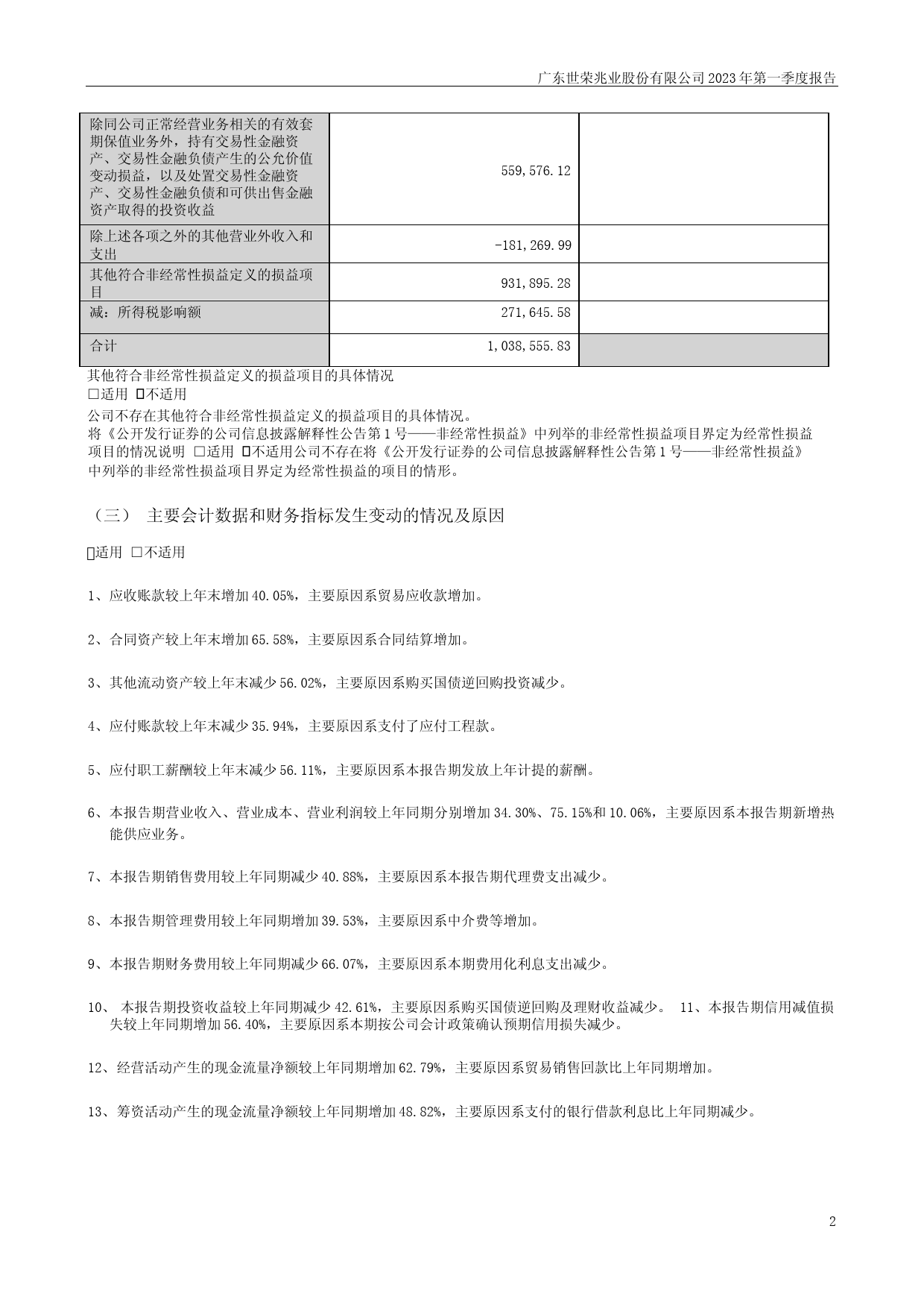 世荣兆业：2023年一季度报告_第2页