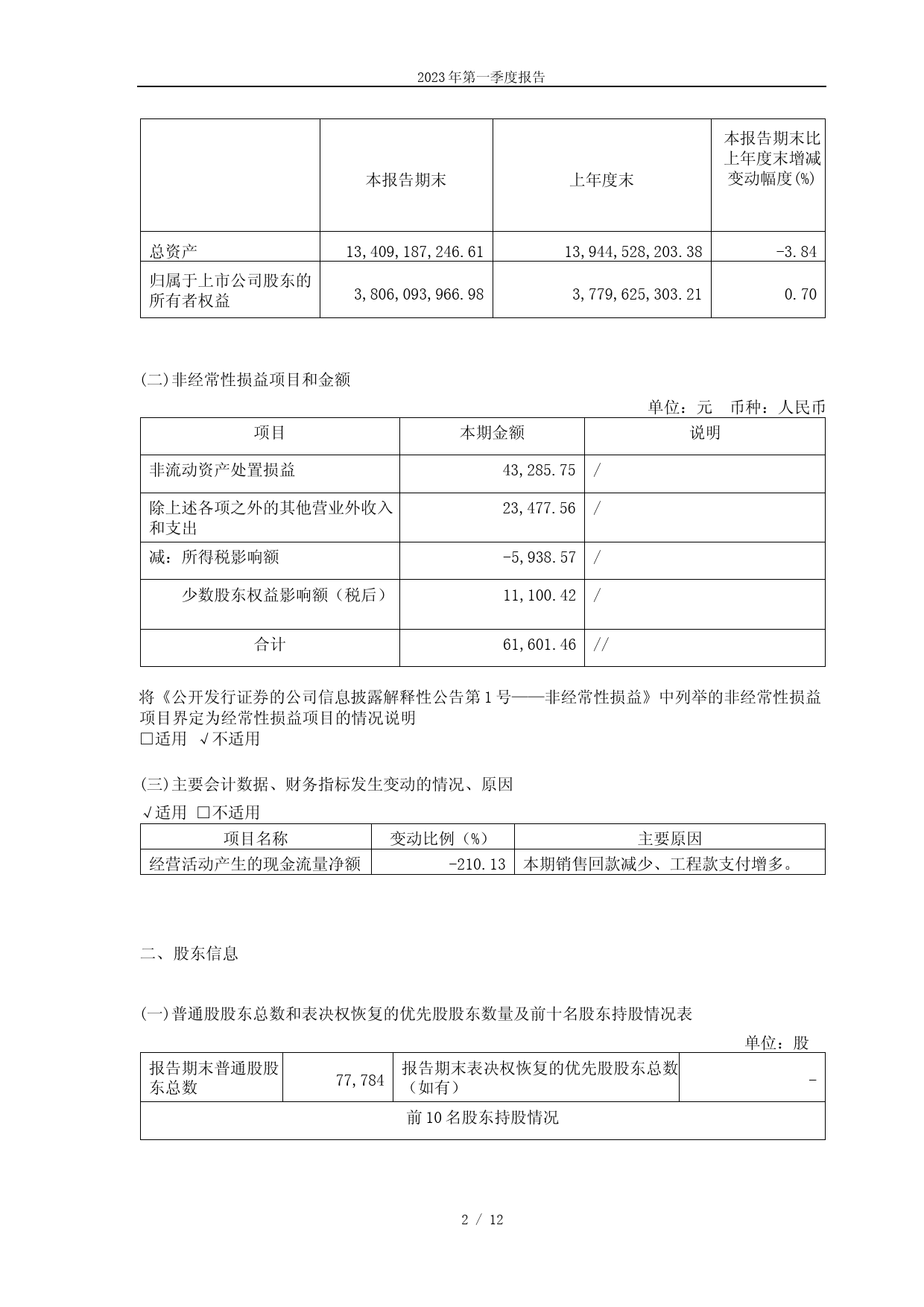 西藏城投：西藏城市发展投资股份有限公司2023年第一季度报告_第2页