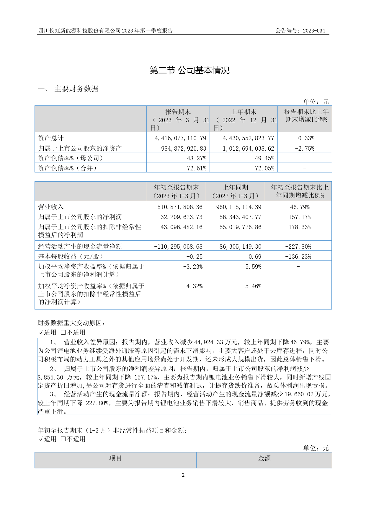 长虹能源：2023年一季度报告_第2页