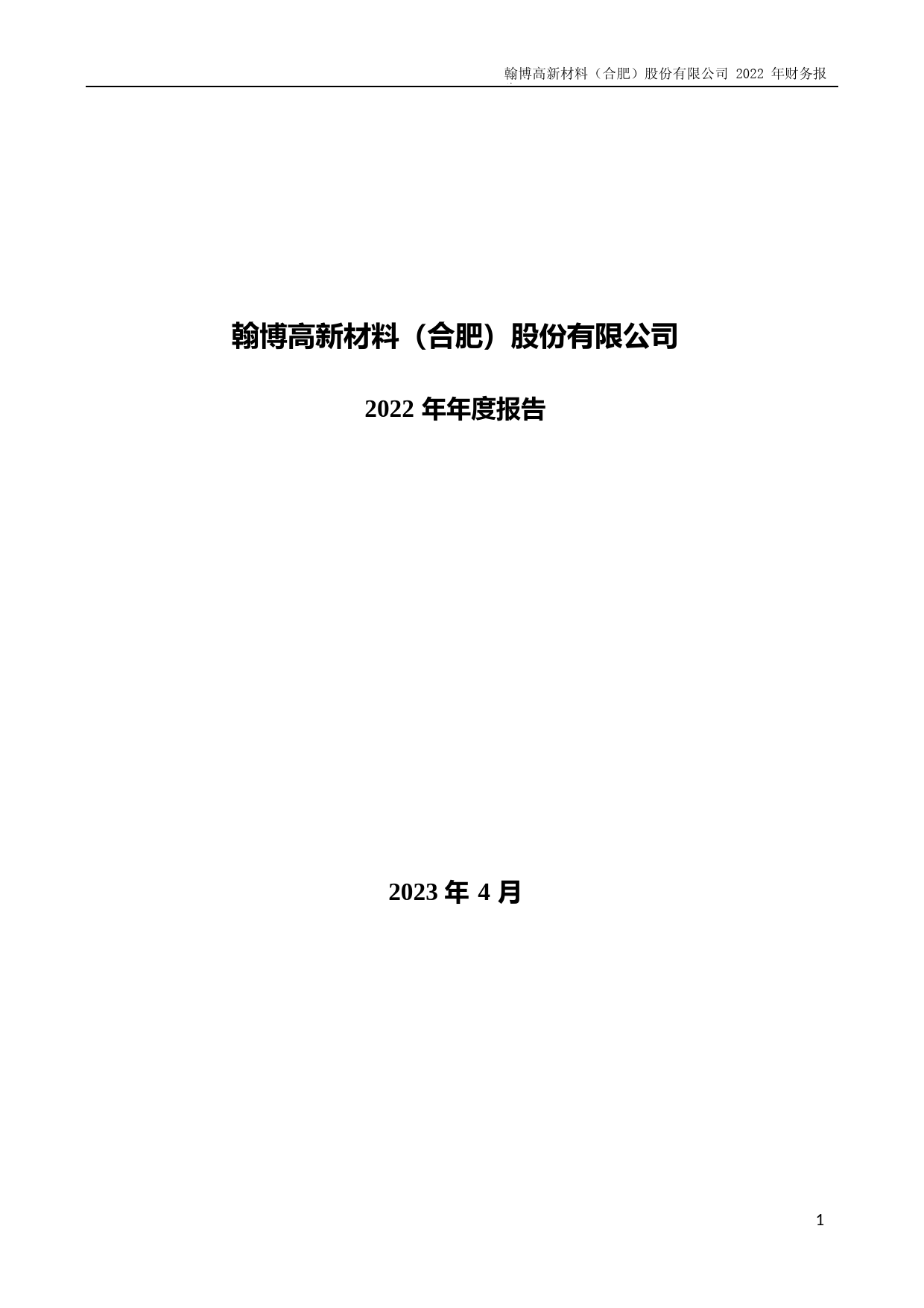 翰博高新：2022年年度财务报告_第1页