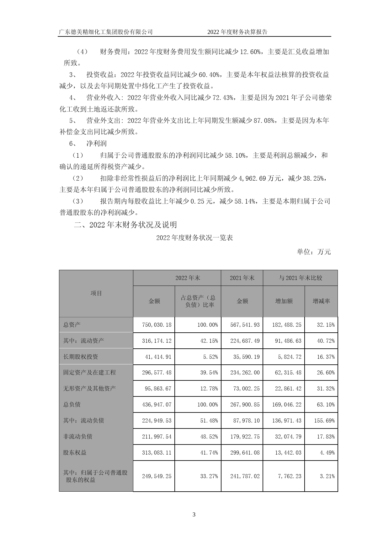 德美化工：2022年年度财务报告_第3页