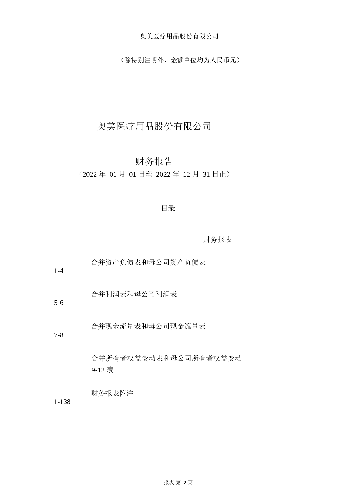 奥美医疗：2022年年度财务报告_第2页