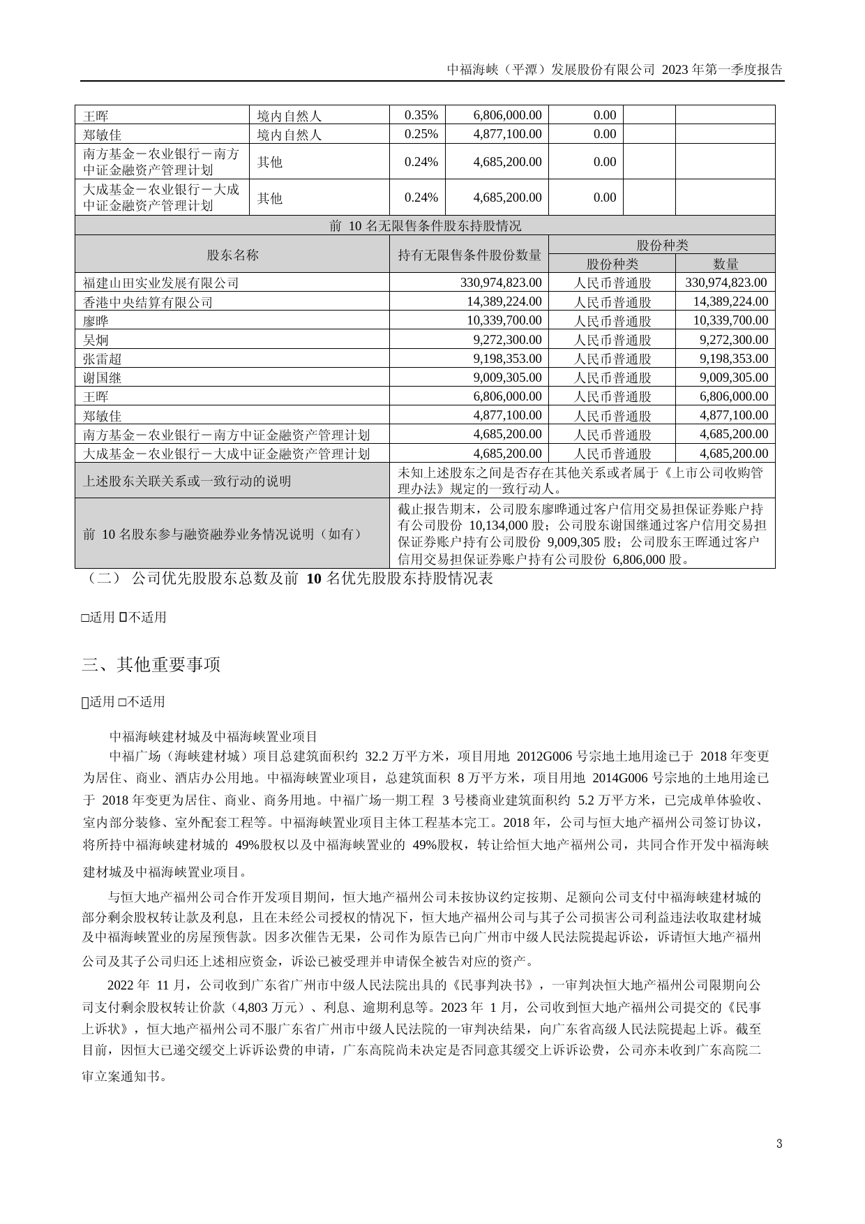 平潭发展：2023年一季度报告_第3页