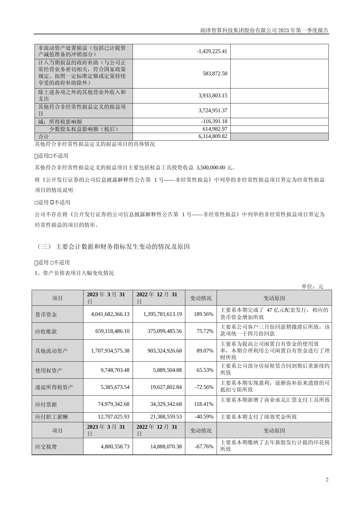 润泽科技：2023年一季度报告_第2页