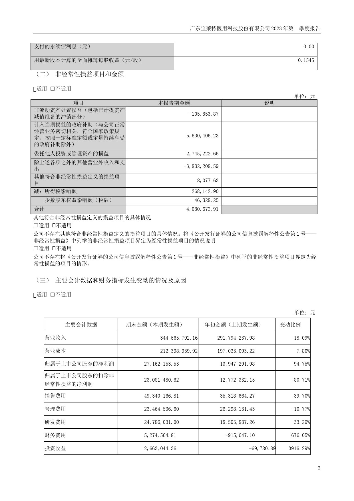 宝莱特：2023年一季度报告_第2页