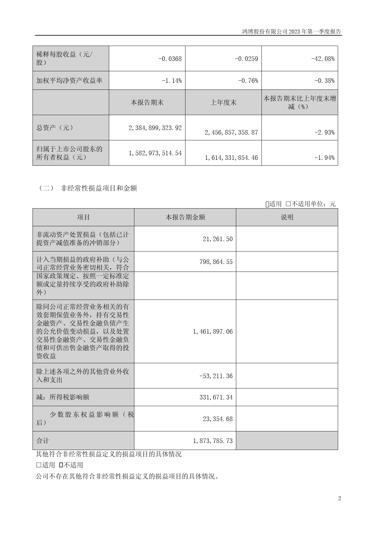 鸿博股份：2023年一季度报告_第2页