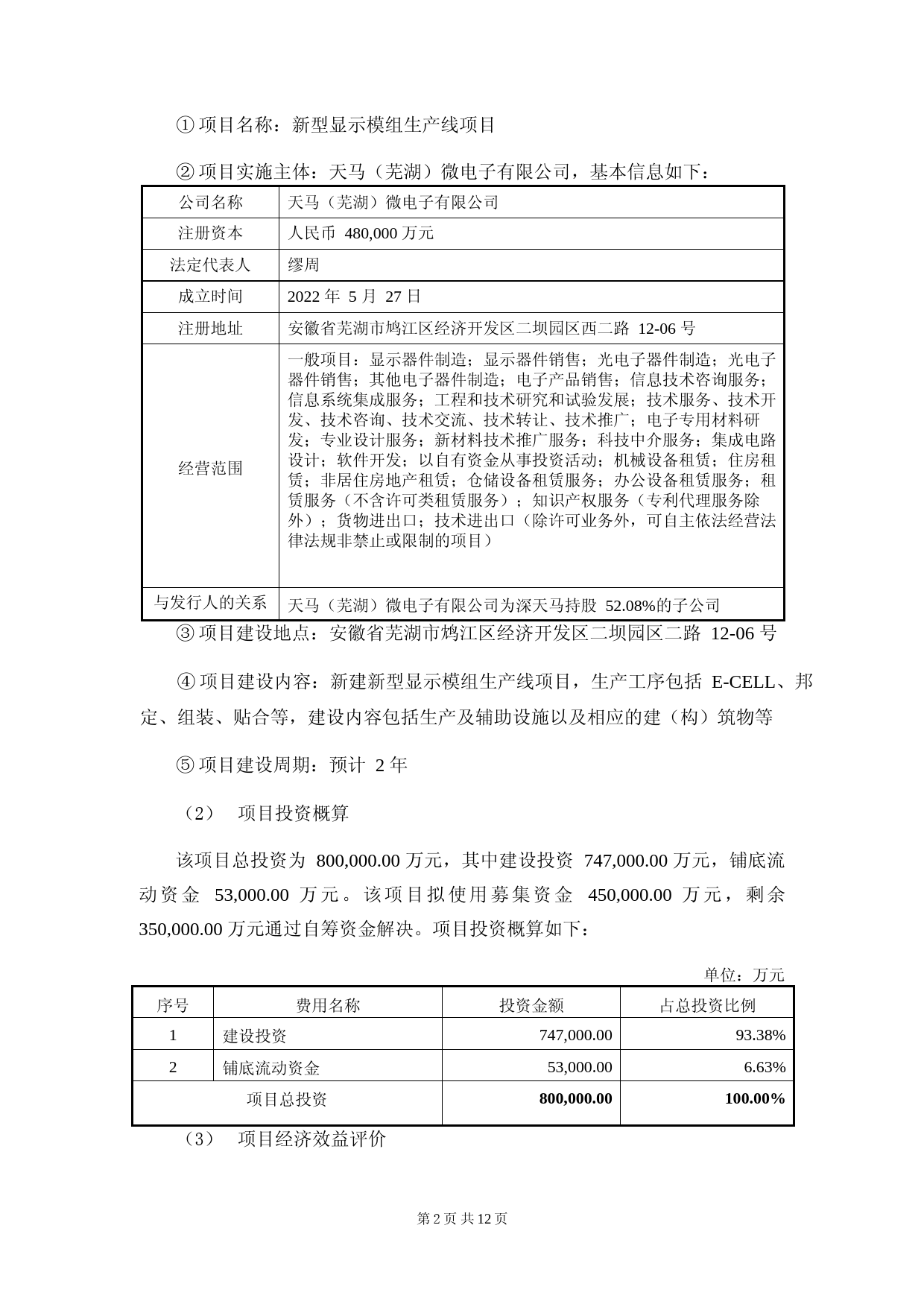 深天马Ａ：2022年度非公开发行A股股票募集资金使用可行性分析报告_第2页