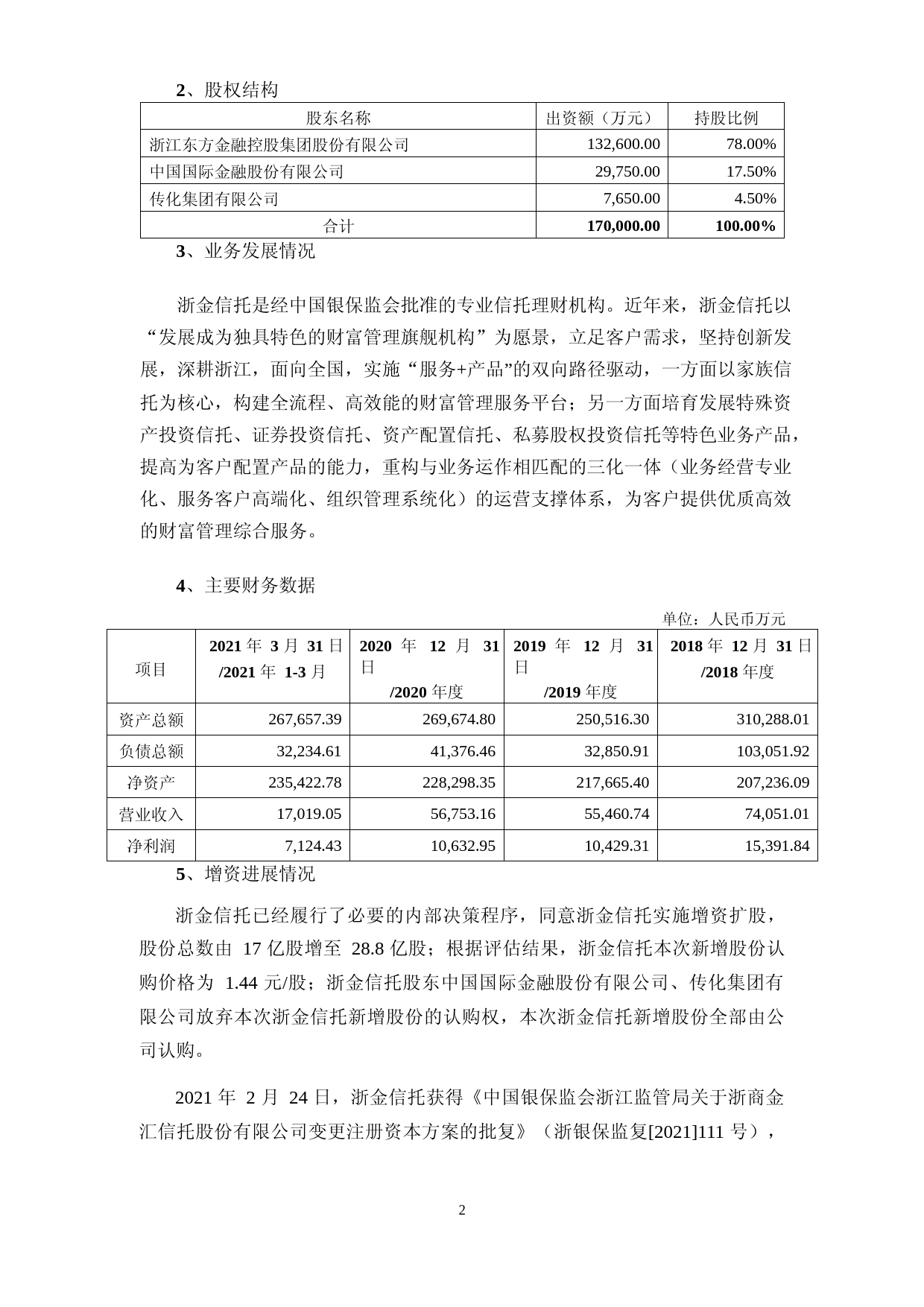 浙江东方：浙江东方金融控股集团股份有限公司关于非公开发行A股股票募集资金使用的可行性分析报告（修订稿）（2021-2022）_第3页
