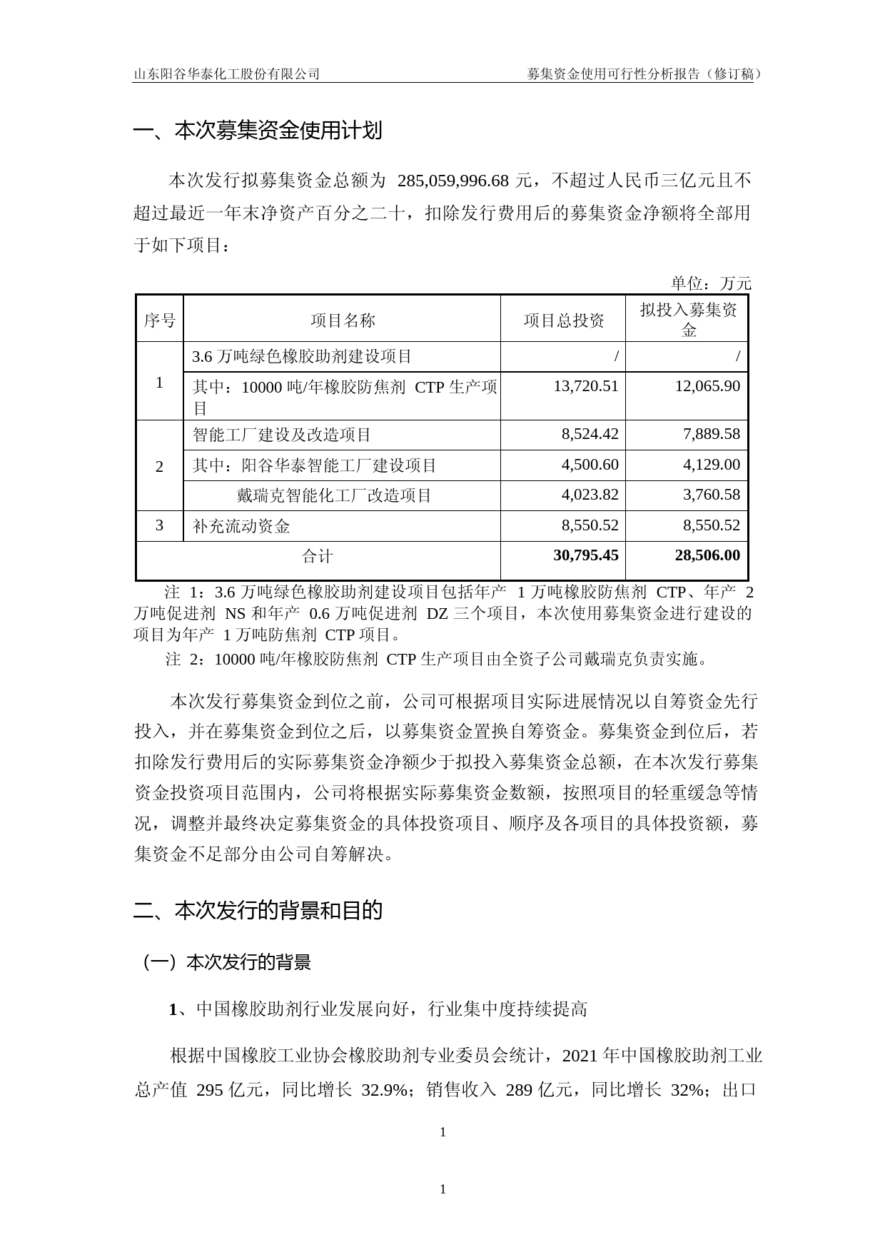 阳谷华泰：2022年度以简易程序向特定对象发行股票募集资金使用可行性分析报告（修订稿）_第2页