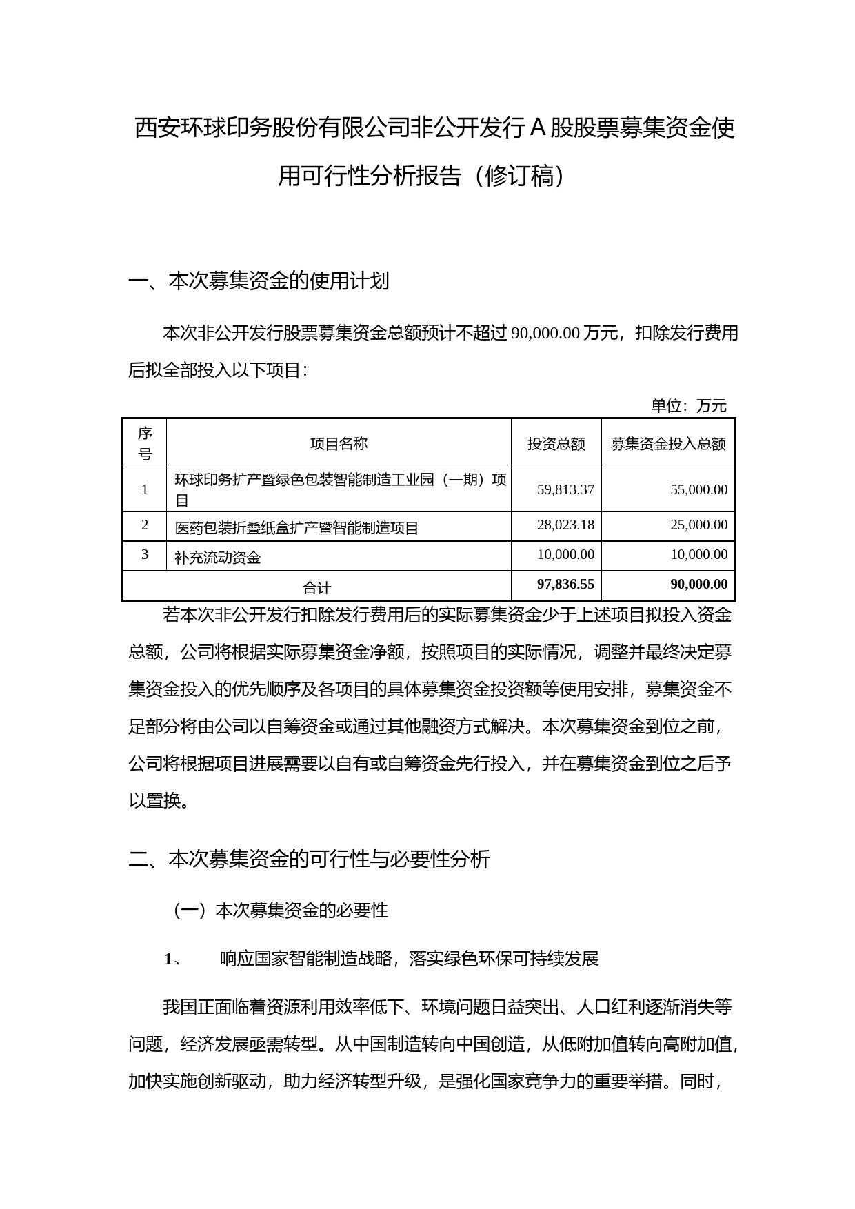 环球印务：西安环球印务股份有限公司非公开发行A股股票募集资金使用可行性分析报告（修订稿）（2021-2022）