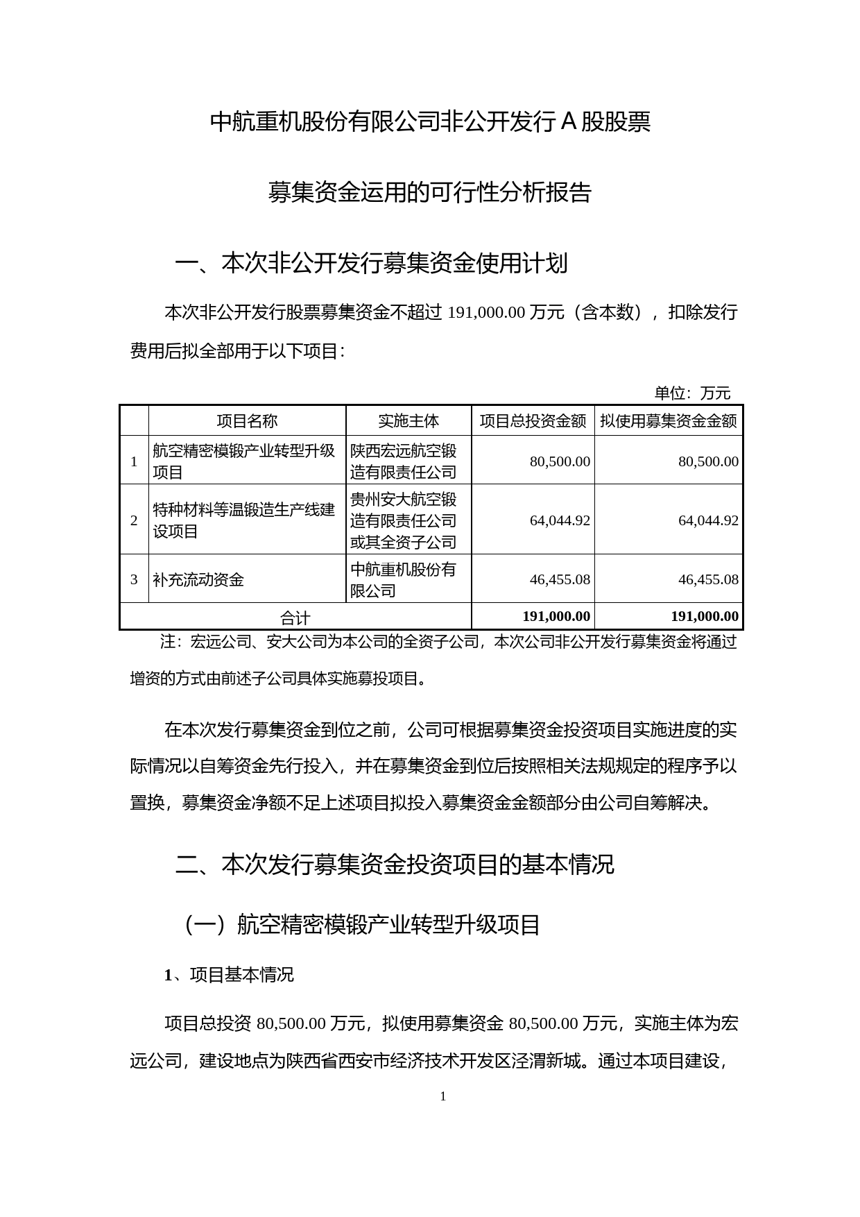 中航重机：2021年非公开发行A股股票募集资金运用可行性分析报告