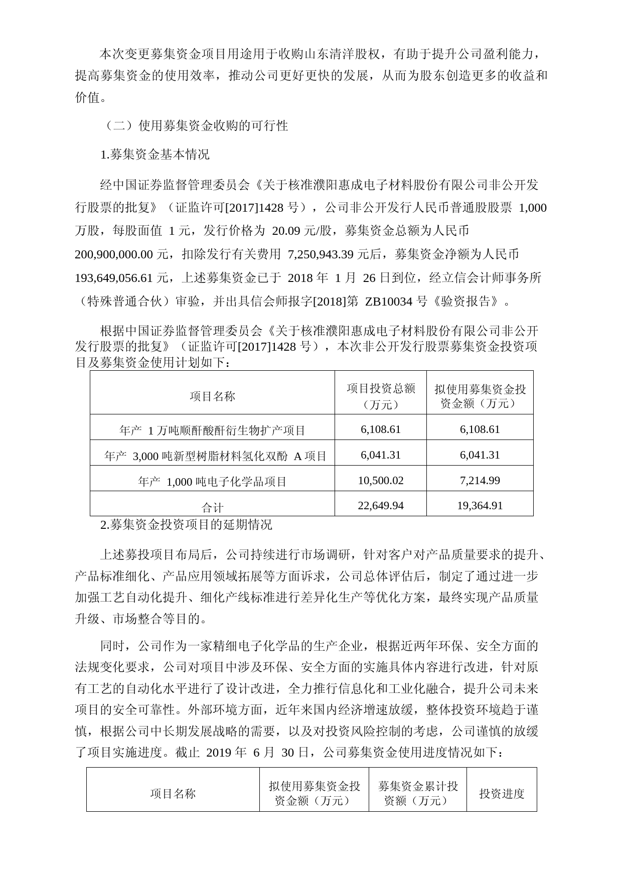 濮阳惠成：关于收购山东清洋新材料有限公司100%股权的可行性分析报告（2019）_第2页