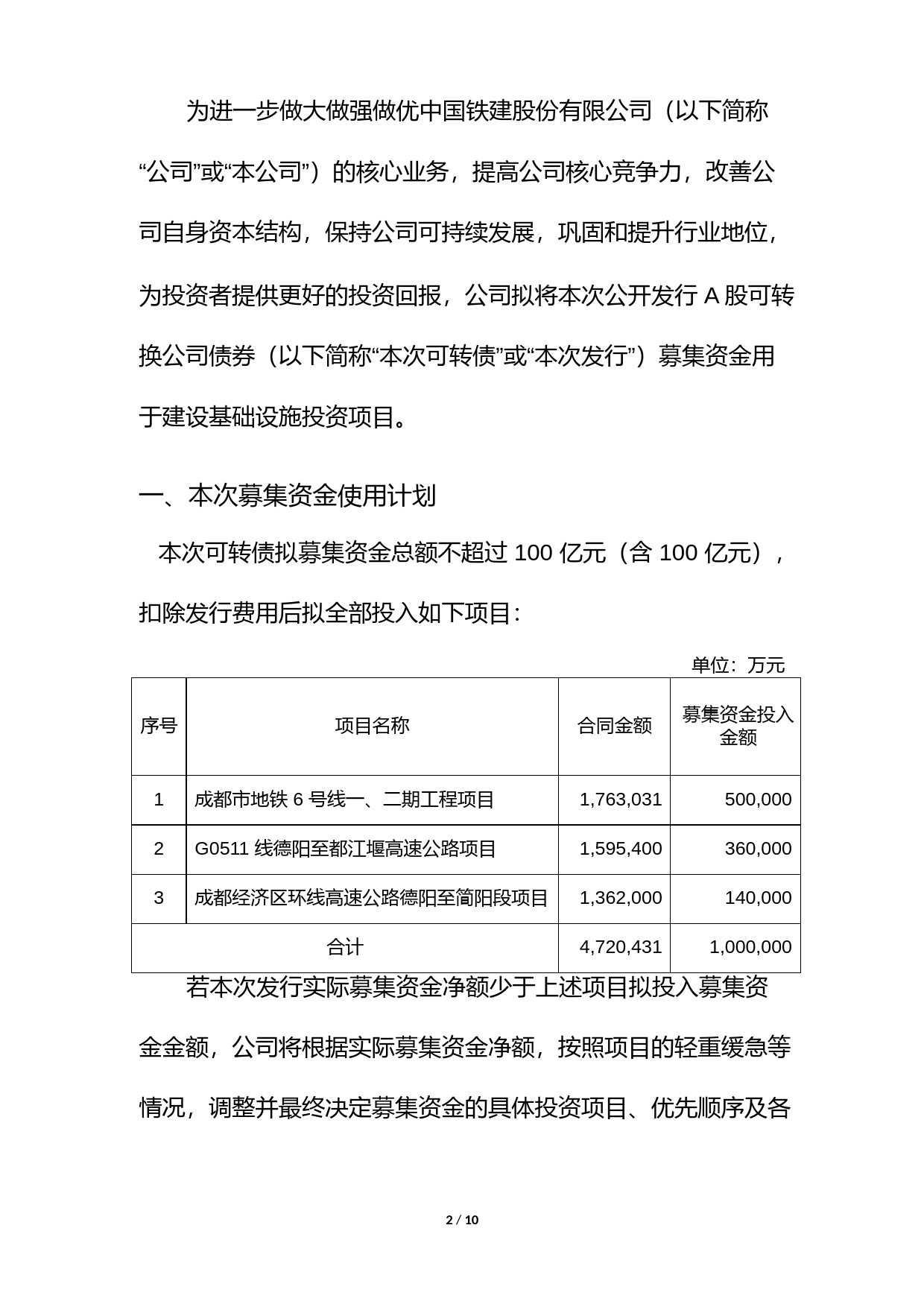 中国铁建：关于公开发行A股可转换公司债券募集资金使用的可行性分析报告（2017）_第2页