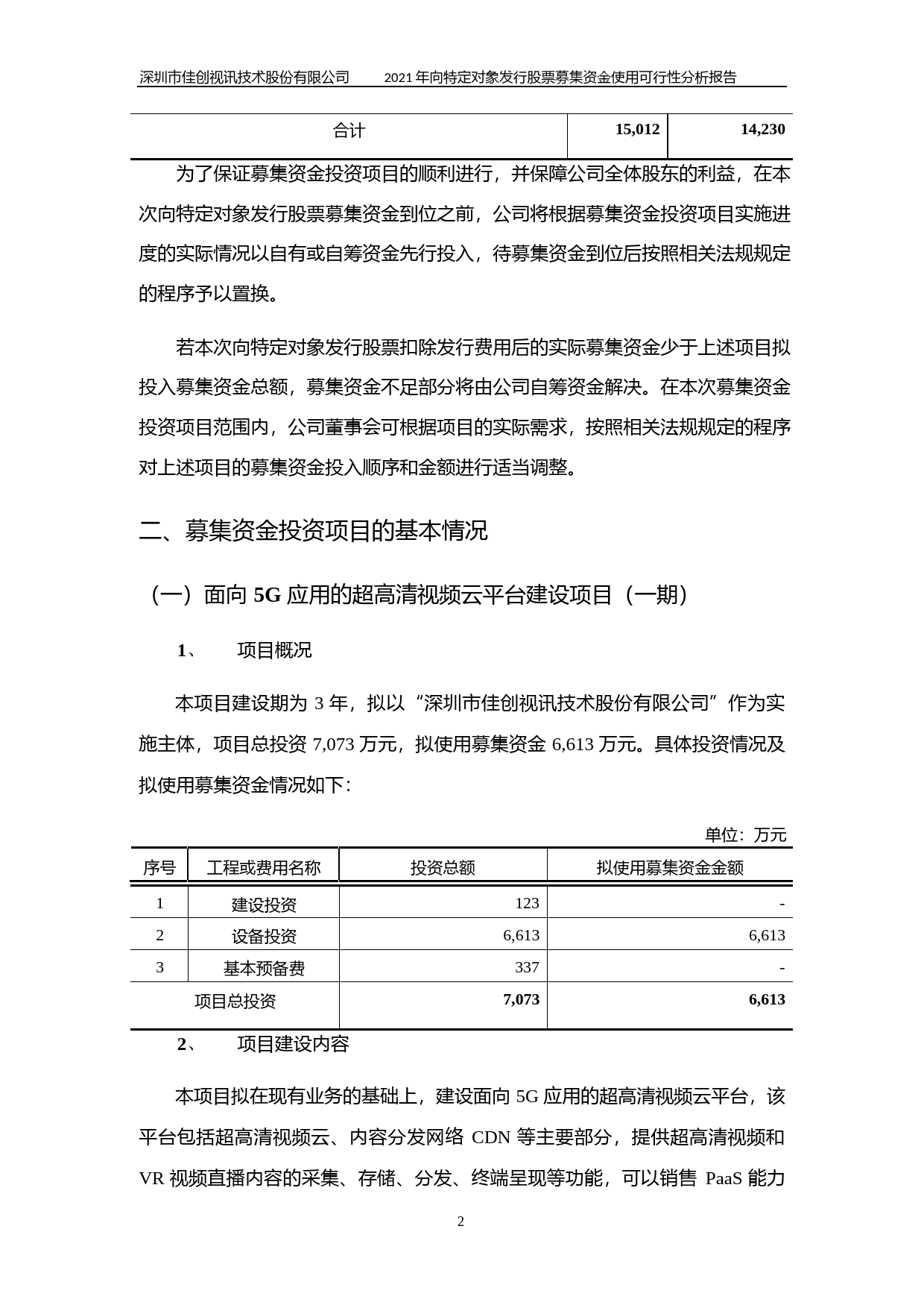 佳创视讯：2021年向特定对象发行股票募集资金使用可行性分析报告_第2页