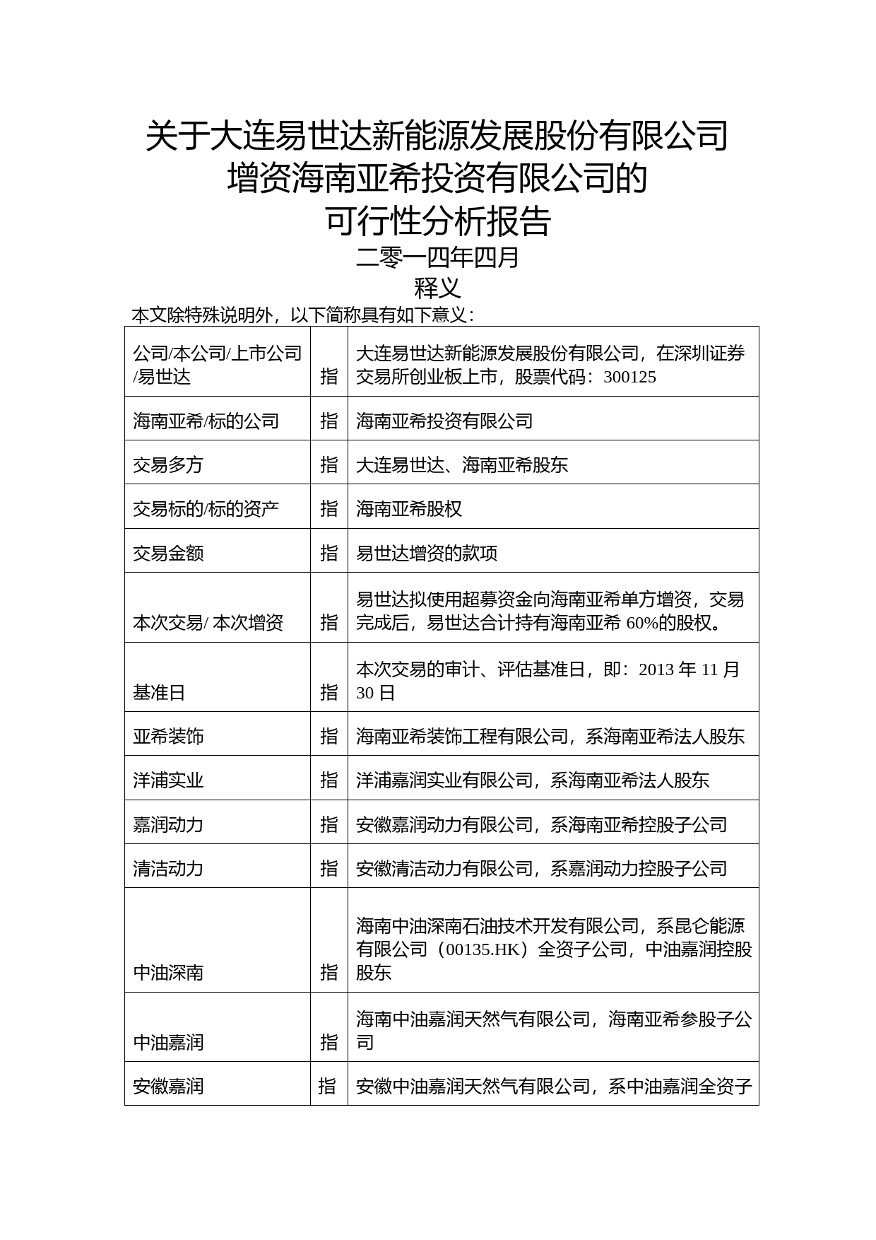 易世达：关于公司增资海南亚希投资有限公司的可行性分析报告（2014）_第1页