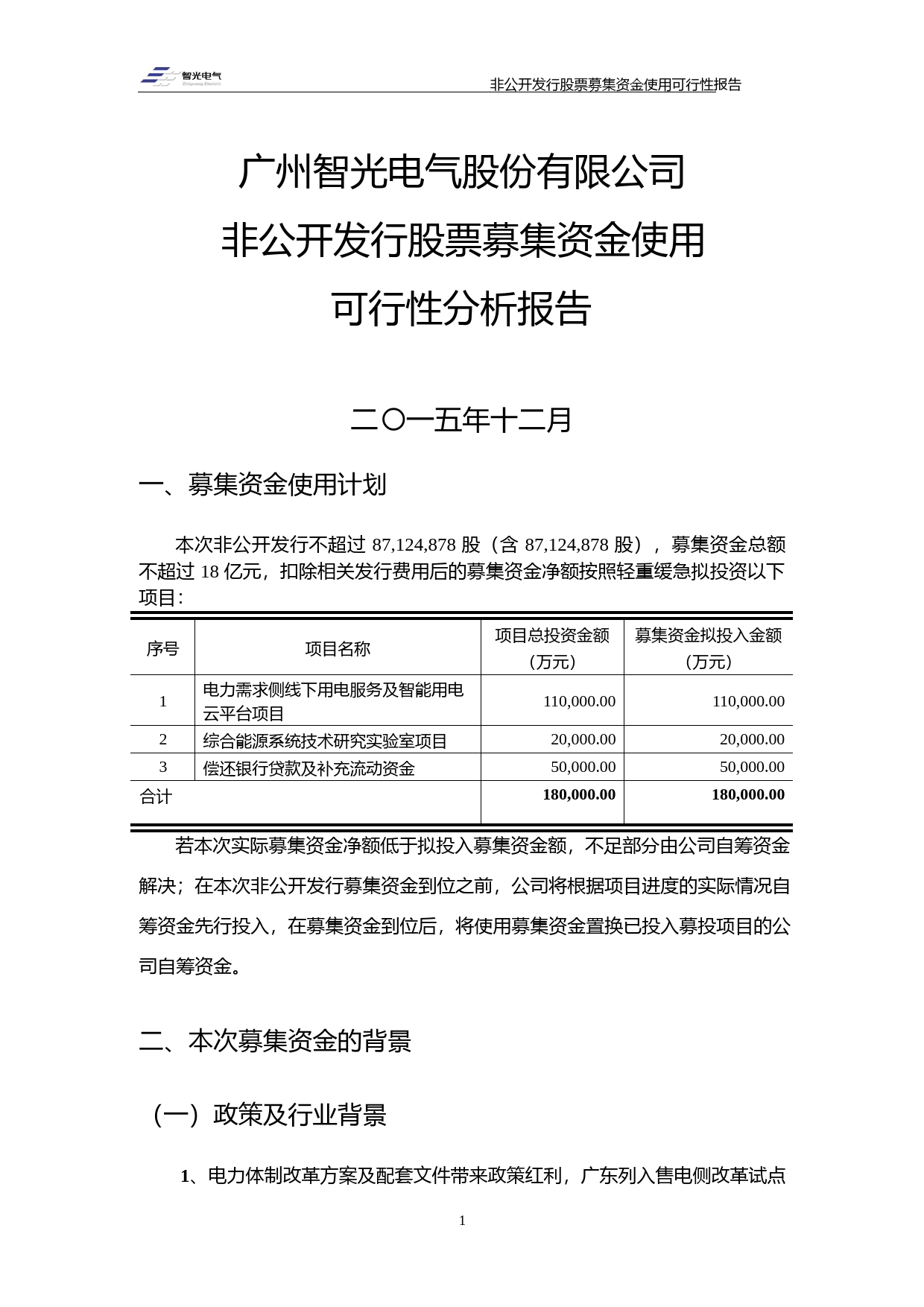 智光电气：非公开发行股票募集资金使用可行性分析报告（2015）