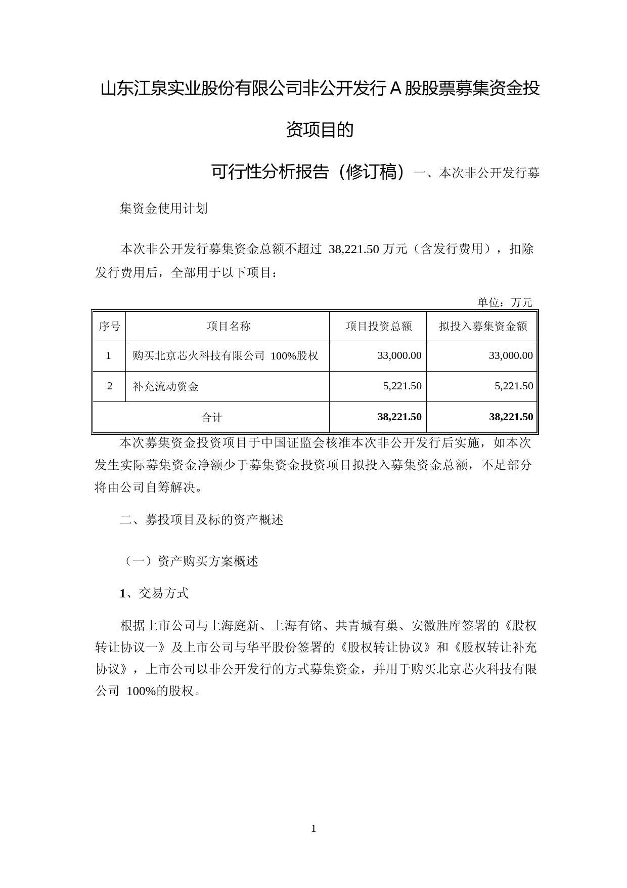 ST江泉：山东江泉实业股份有限公司非公开发行A股股票募集资金投资项目的可行性分析报告（修订稿）（2021-2022）
