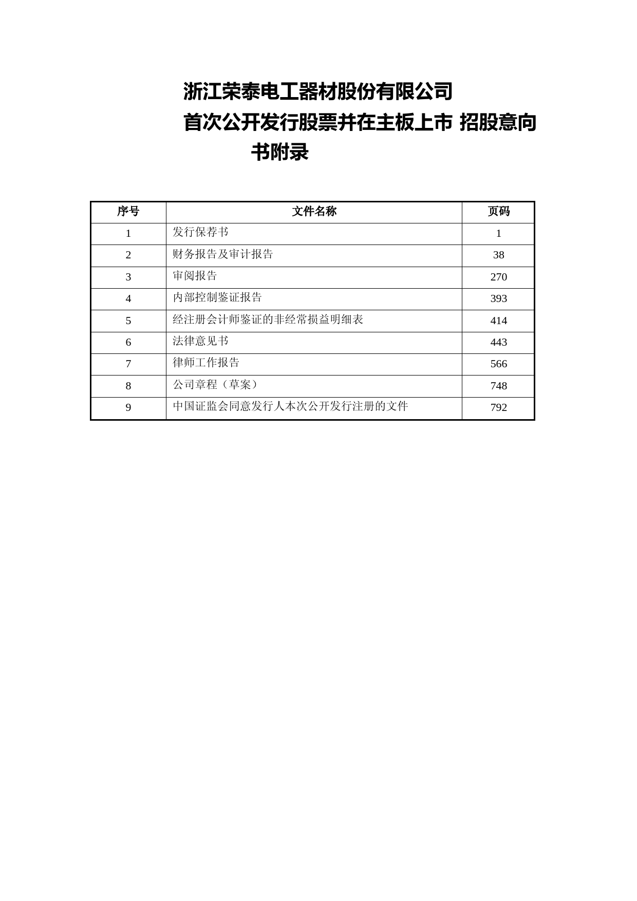 浙江荣泰：浙江荣泰首次公开发行股票并在主板上市招股意向书附录财务报表及审计报告