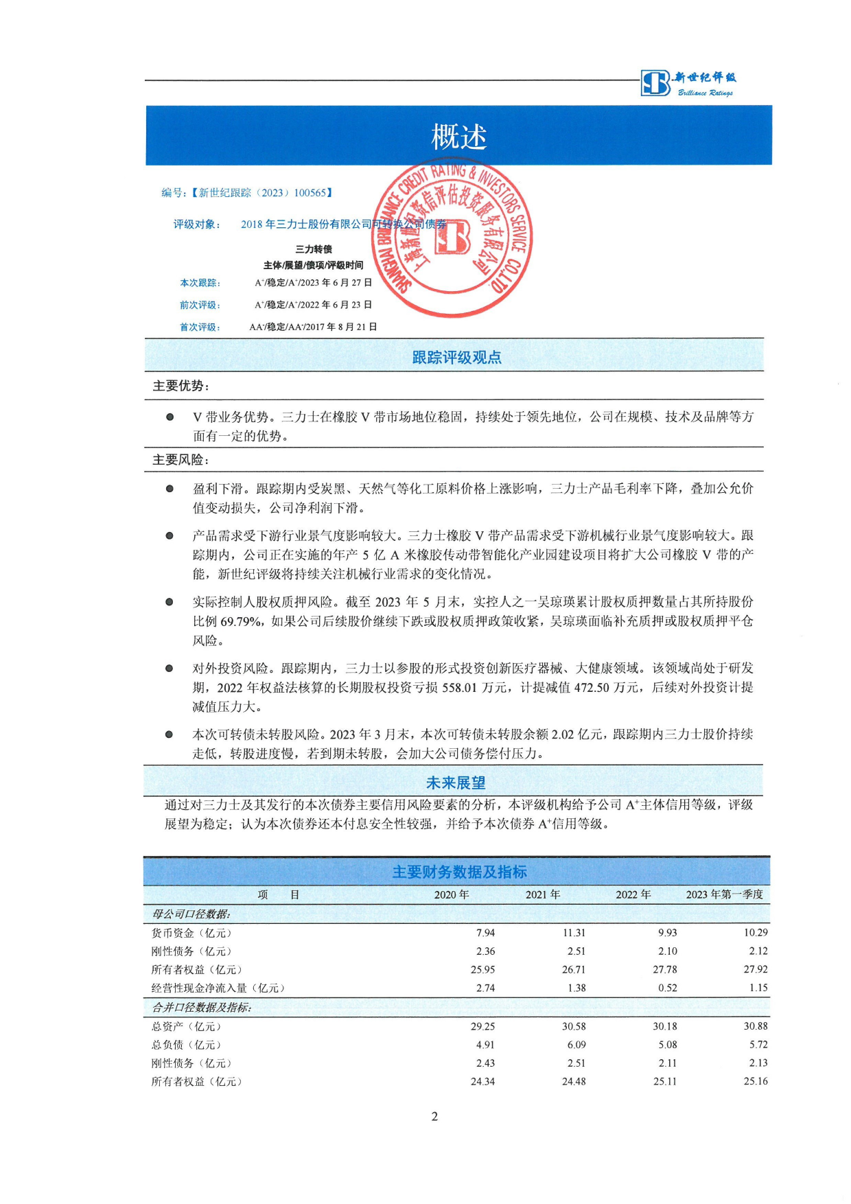 三力士：2018年三力士股份有限公司可转换公司债券跟踪评级报告_第2页