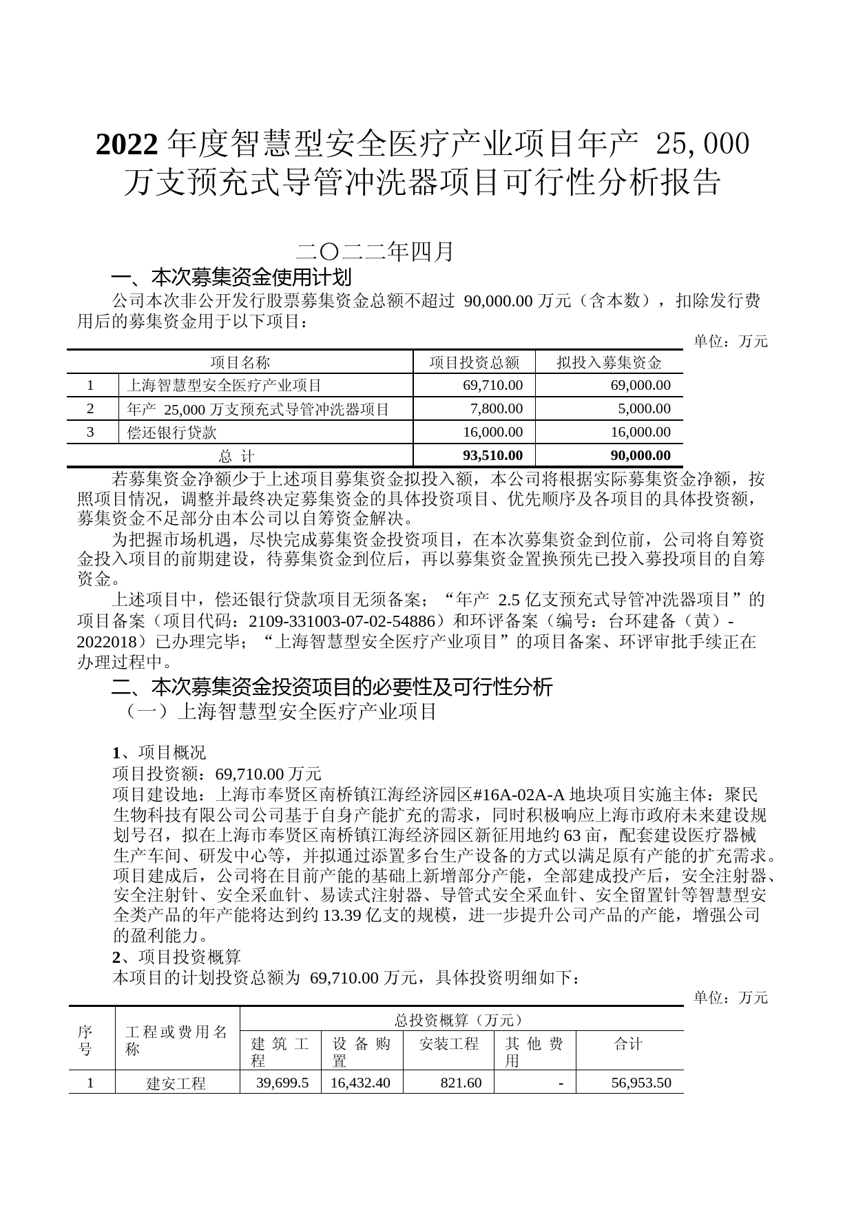 2022 年度智慧型安全医疗产业项目年产 25,000 万支预充式导管冲洗器项目可行性分析报告_第1页