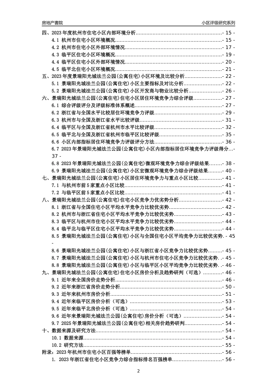 [小区点评]景瑞阳光城法兰公园(公寓住宅)(杭州市临平区)小区居住环境竞争力评级及房价趋势分析报告(2024版)_第2页