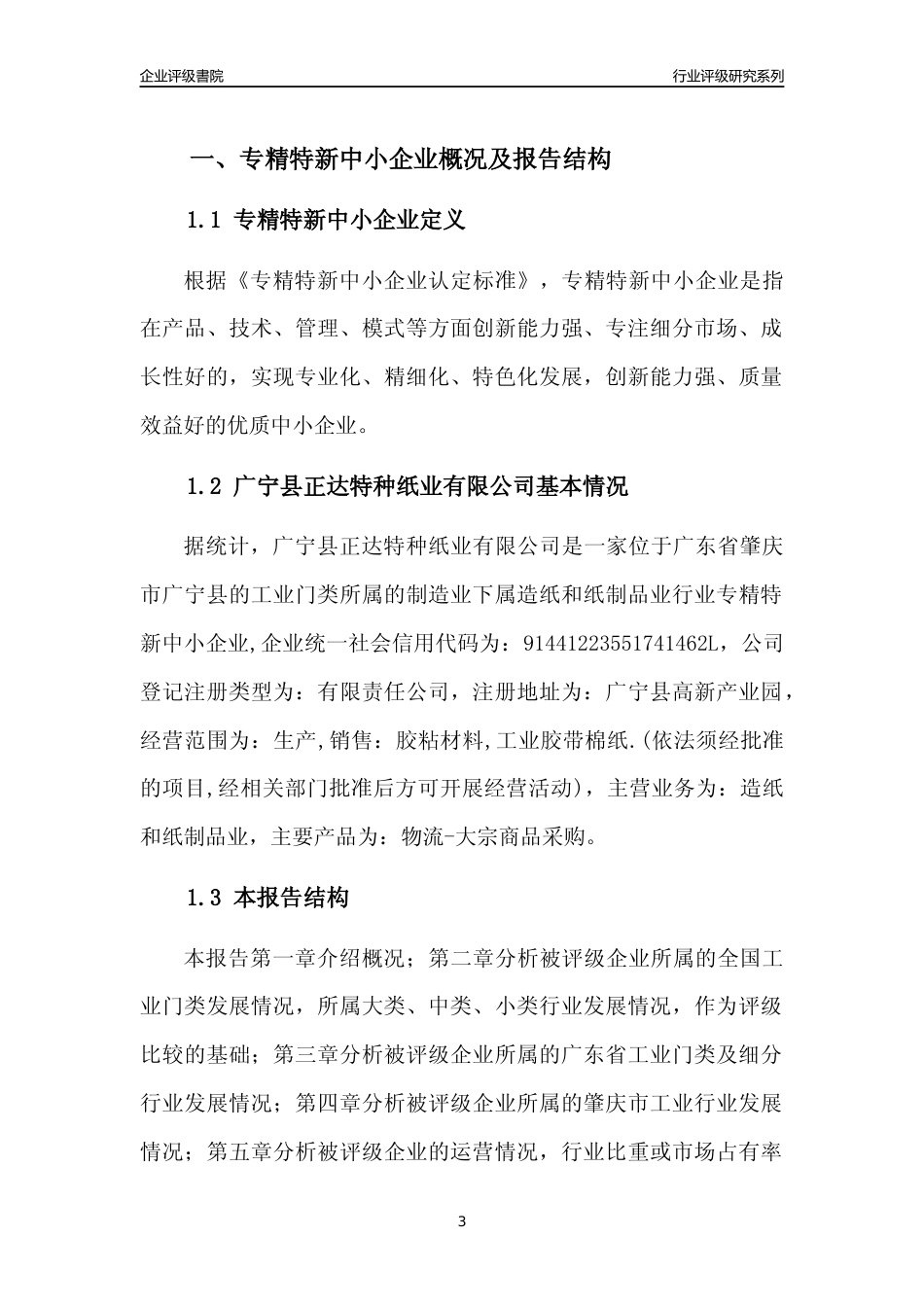 [专精特新]广宁县正达特种纸业有限公司行业竞争力评级分析报告(2023版)_第3页