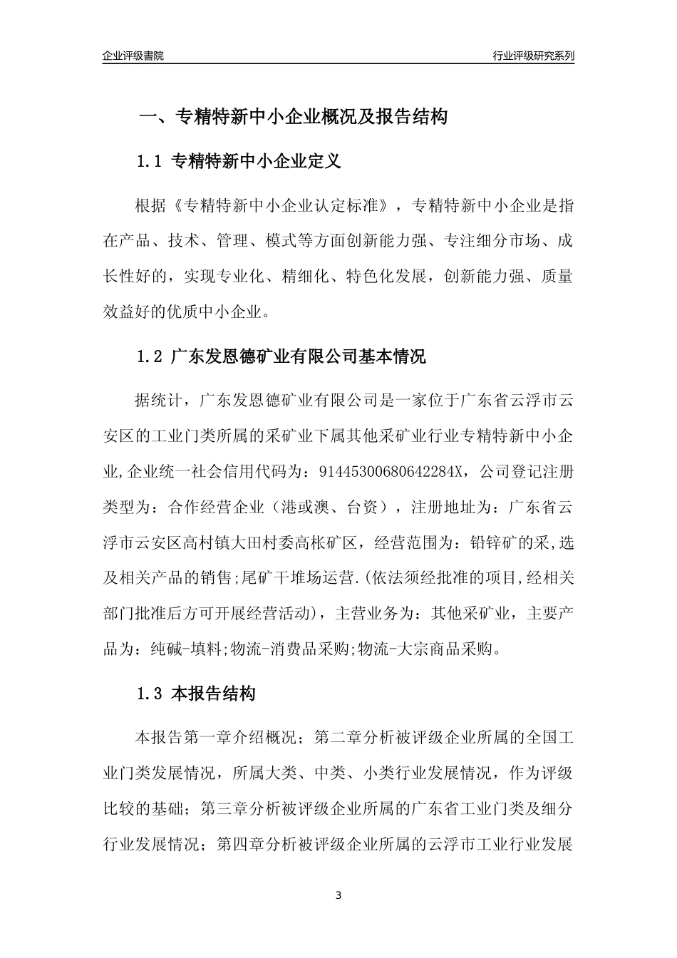 [专精特新]广东发恩德矿业有限公司行业竞争力评级分析报告(2023版)_第3页