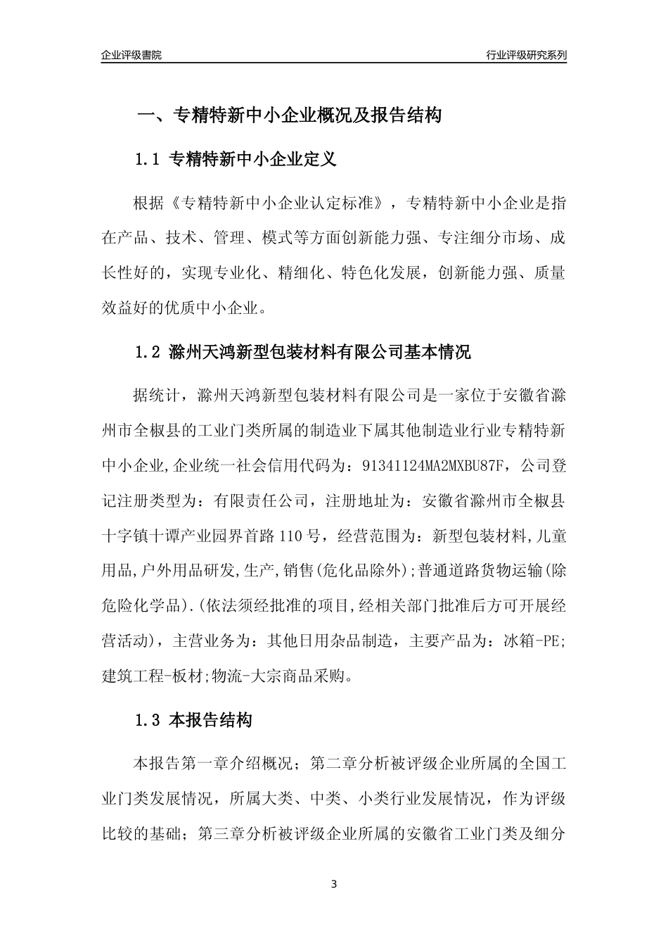 [专精特新]滁州天鸿新型包装材料有限公司行业竞争力评级分析报告(2023版)_第3页