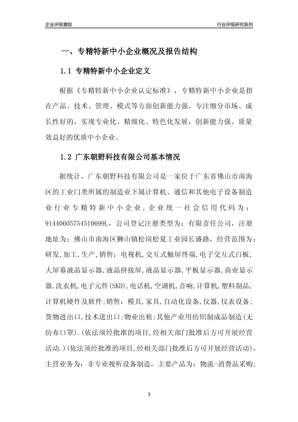 [专精特新]广东朝野科技有限公司行业竞争力评级分析报告(2023版)_第3页