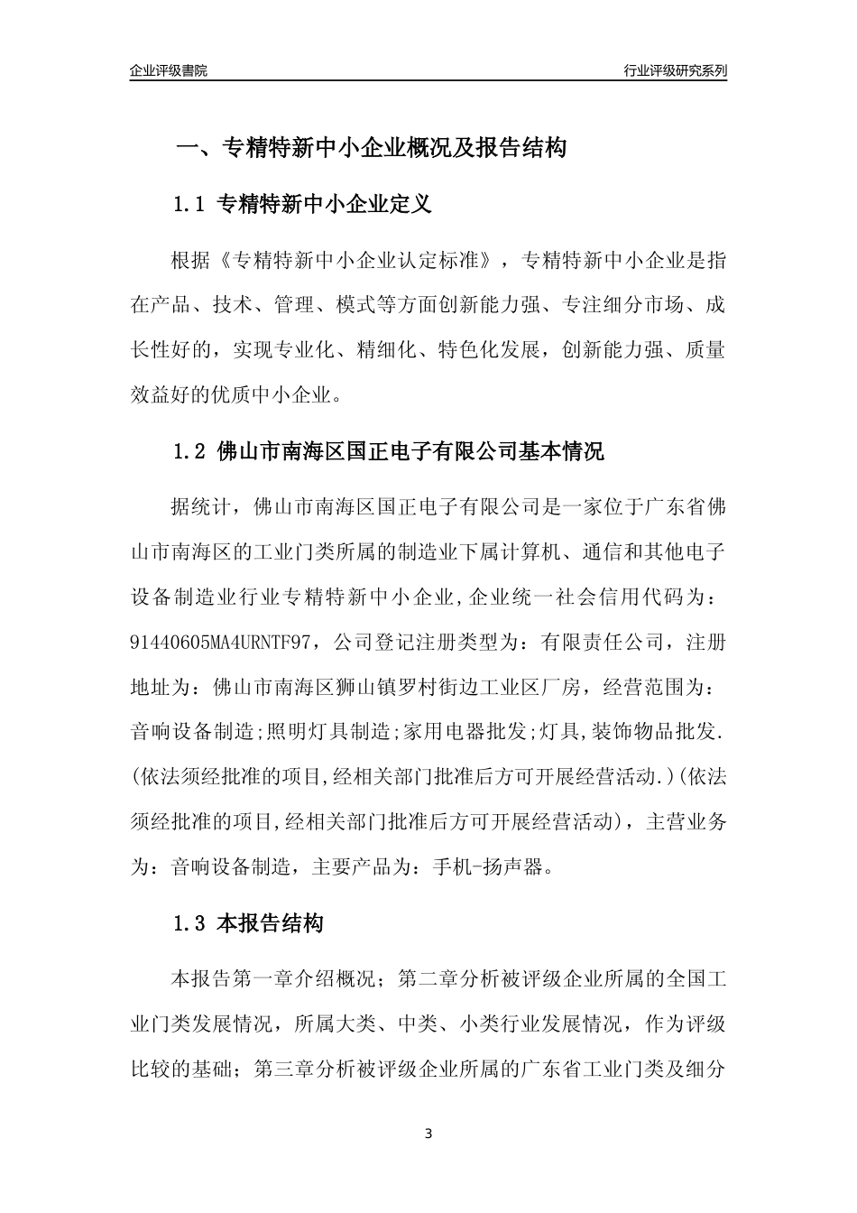 [专精特新]佛山市南海区国正电子有限公司行业竞争力评级分析报告(2023版)_第3页