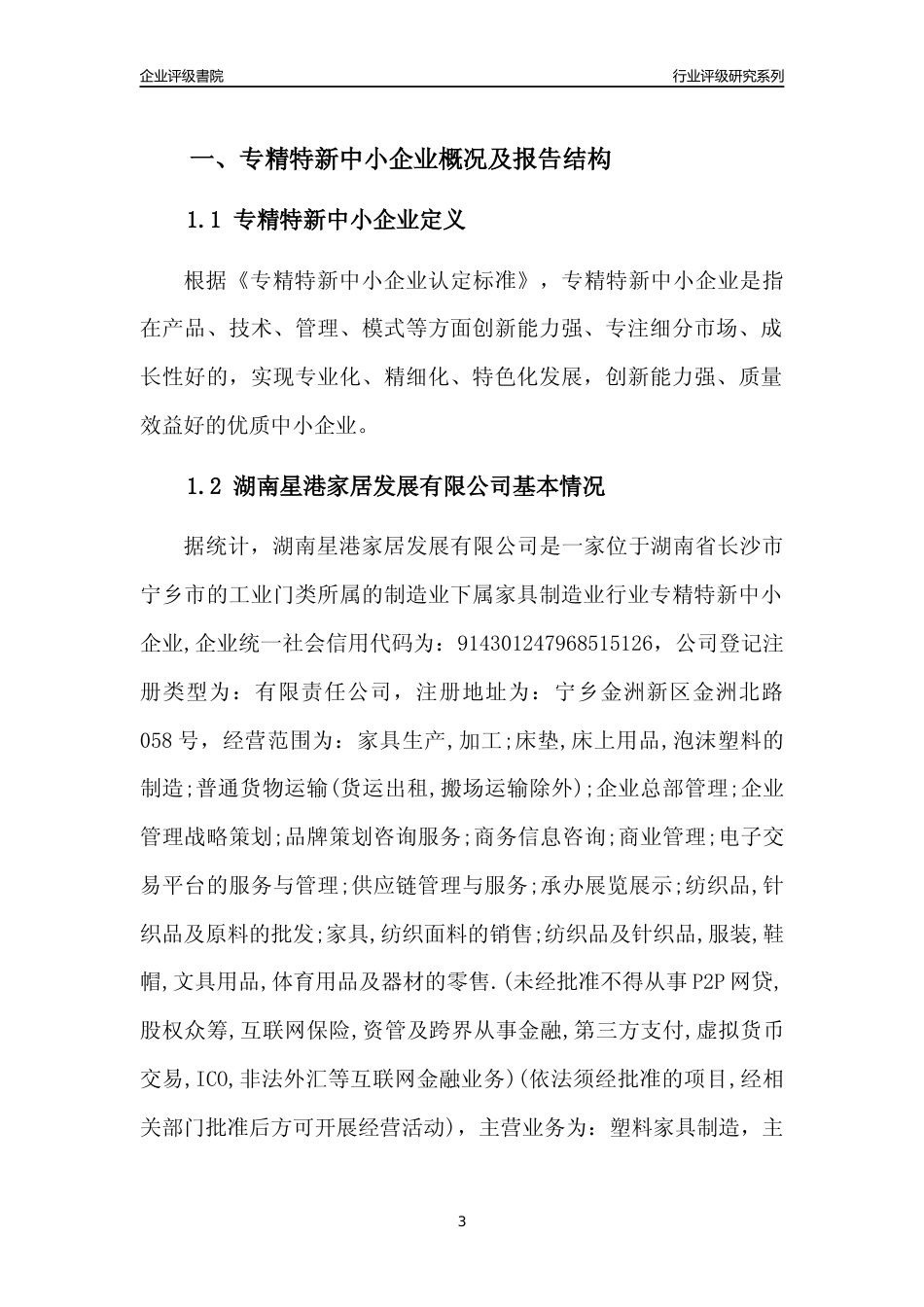 [专精特新]湖南星港家居发展有限公司行业竞争力评级分析报告(2023版)_第3页