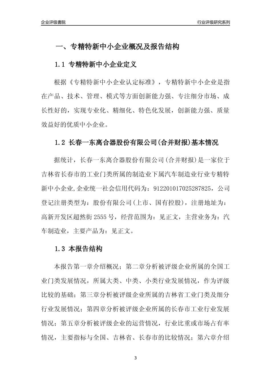 [专精特新]长春一东离合器股份有限公司(合并财报)行业竞争力评级分析报告(2023版)_第3页