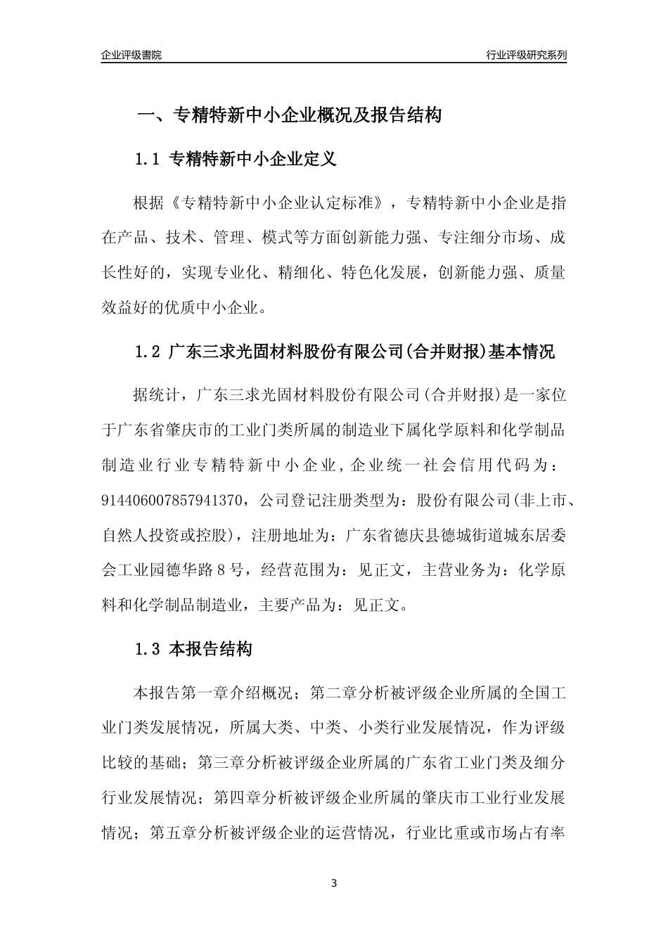 [专精特新]广东三求光固材料股份有限公司(合并财报)行业竞争力评级分析报告(2023版)_第3页
