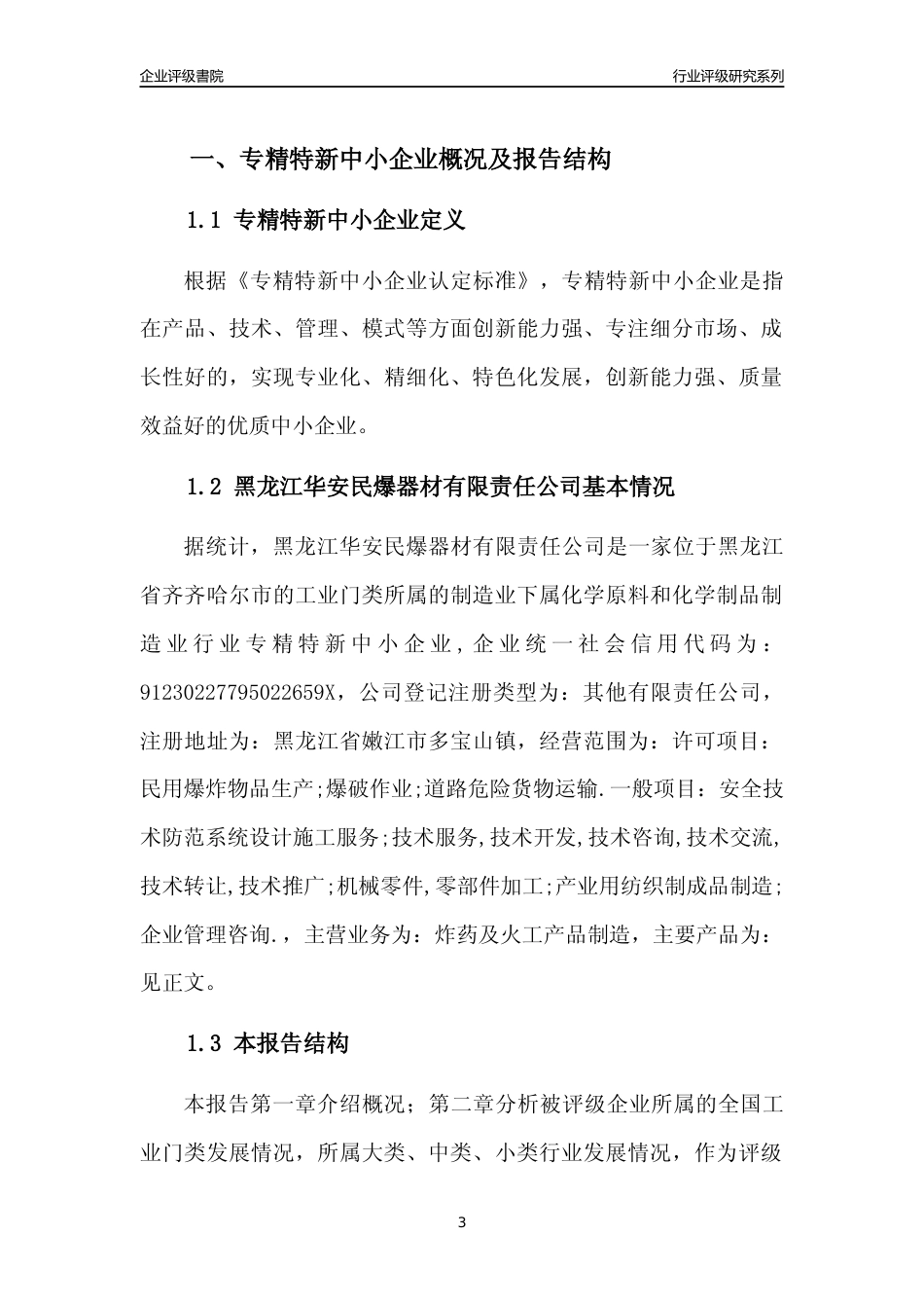 [专精特新]黑龙江华安民爆器材有限责任公司行业竞争力评级分析报告(2023版)_第3页