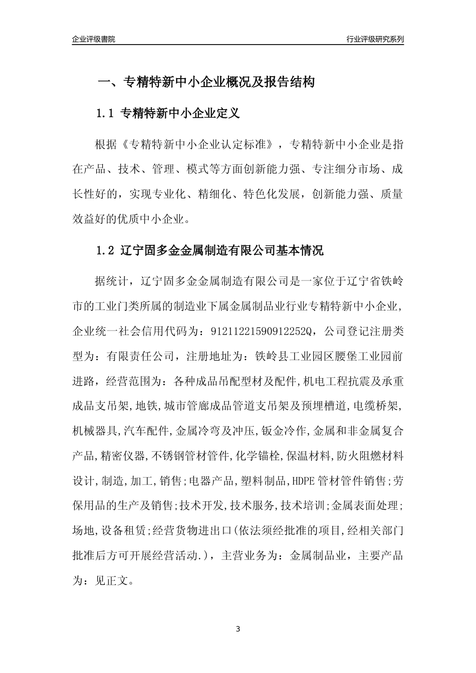 [专精特新]辽宁固多金金属制造有限公司行业竞争力评级分析报告(2023版)_第3页