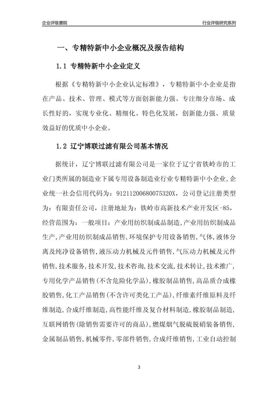 [专精特新]辽宁博联过滤有限公司行业竞争力评级分析报告(2023版)_第3页