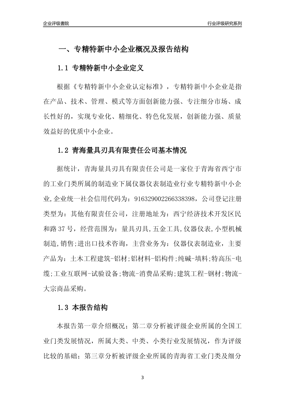 [专精特新]青海量具刃具有限责任公司行业竞争力评级分析报告(2023版)_第3页