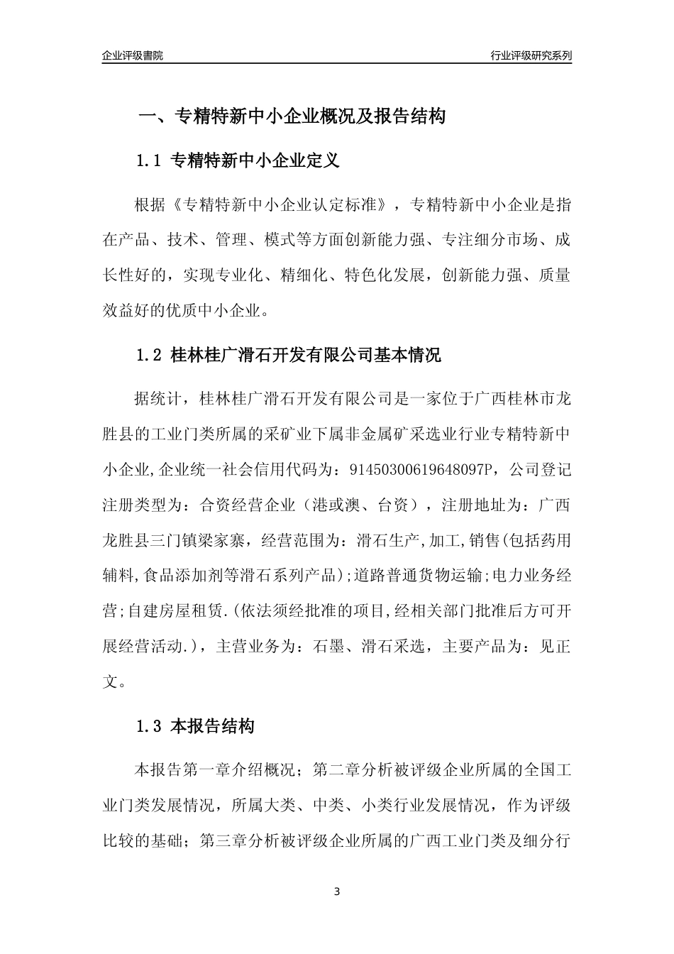 [专精特新]桂林桂广滑石开发有限公司行业竞争力评级分析报告(2023版)_第3页