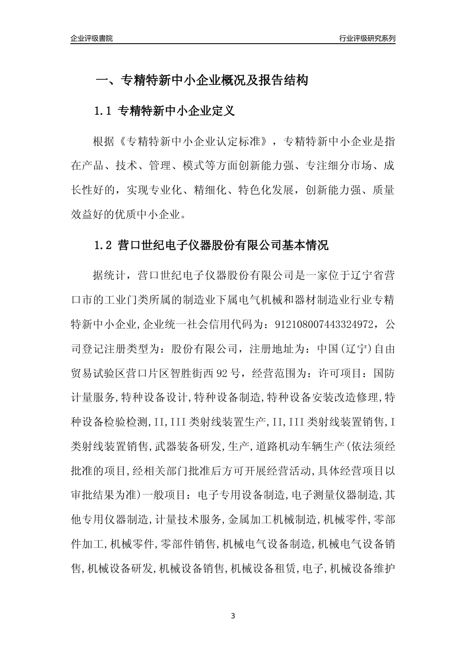 [专精特新]营口世纪电子仪器股份有限公司行业竞争力评级分析报告(2023版)_第3页