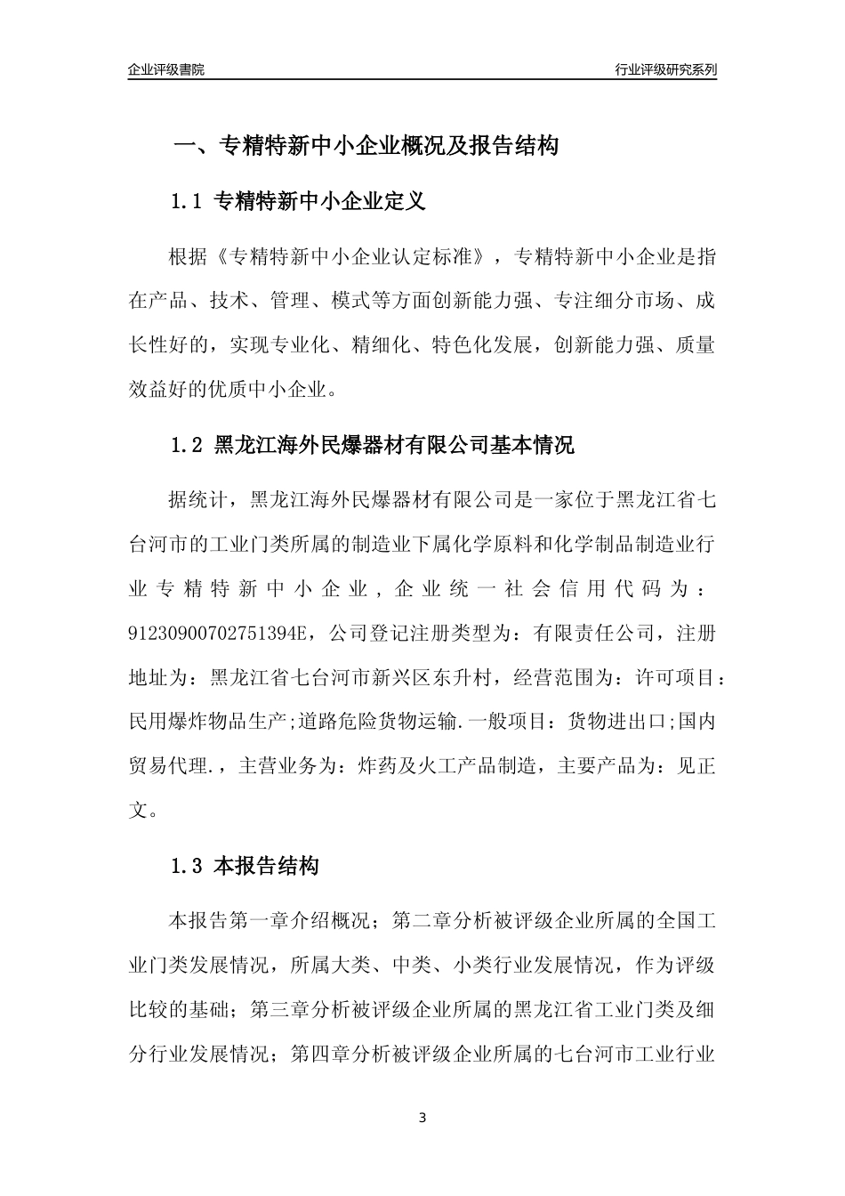 [专精特新]黑龙江海外民爆器材有限公司行业竞争力评级分析报告(2023版)_第3页