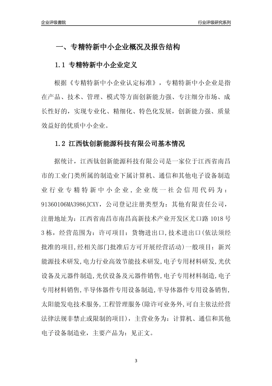 [专精特新]江西钛创新能源科技有限公司行业竞争力评级分析报告(2023版)_第3页