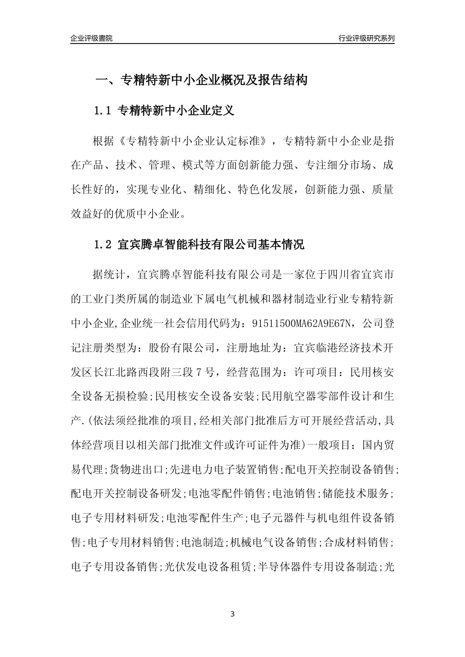 [专精特新]宜宾腾卓智能科技有限公司行业竞争力评级分析报告(2023版)_第3页