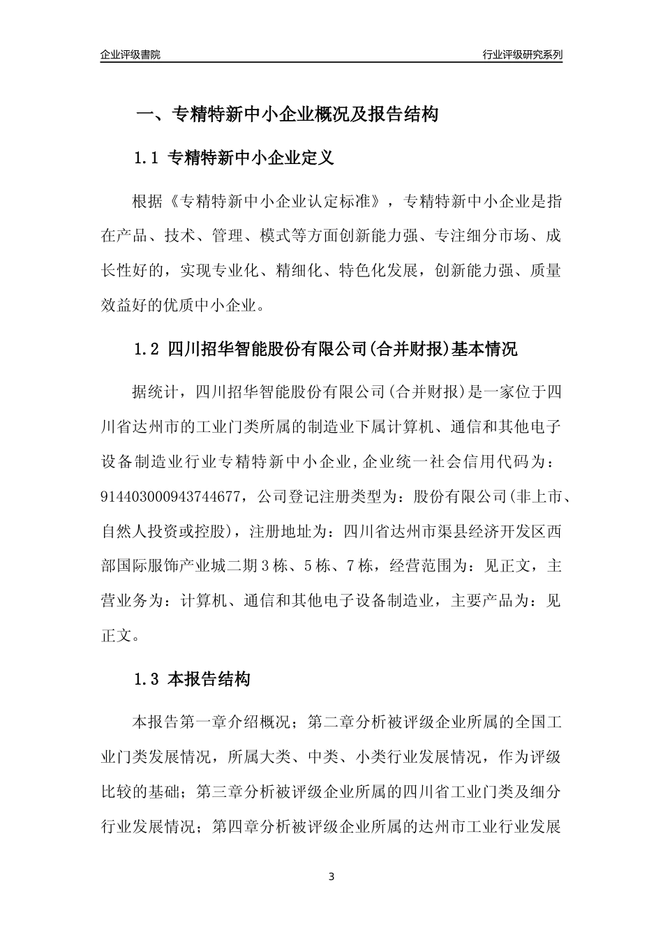 [专精特新]四川招华智能股份有限公司(合并财报)行业竞争力评级分析报告(2023版)_第3页
